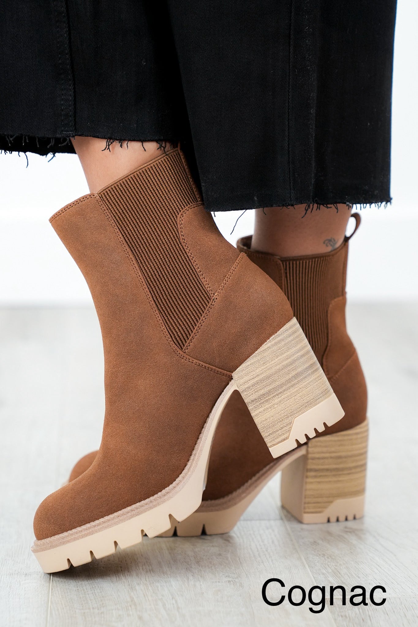 MIA Vegan Nubuck Ankle Boot with Chunky Heel