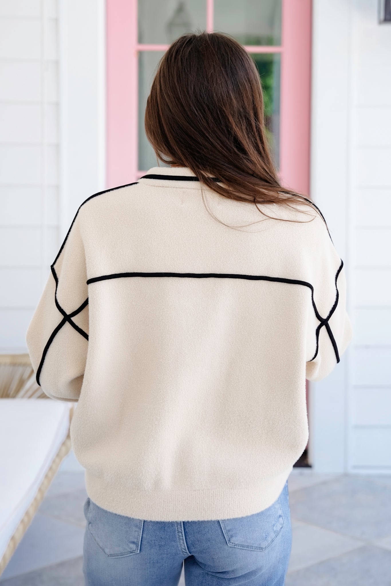 Super Soft Long Sleeve Zip-Up Jacket with Trim Detail