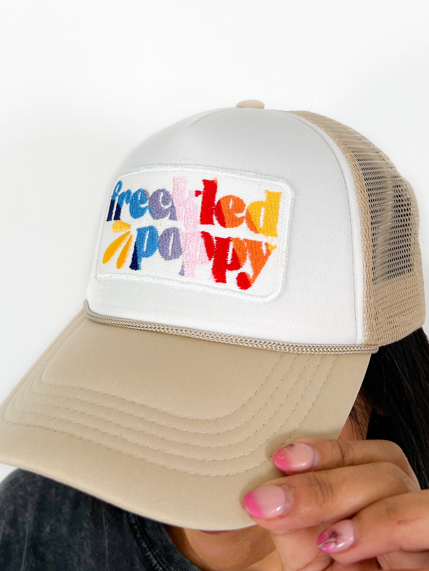 Freckled Poppy Embroidered Hats