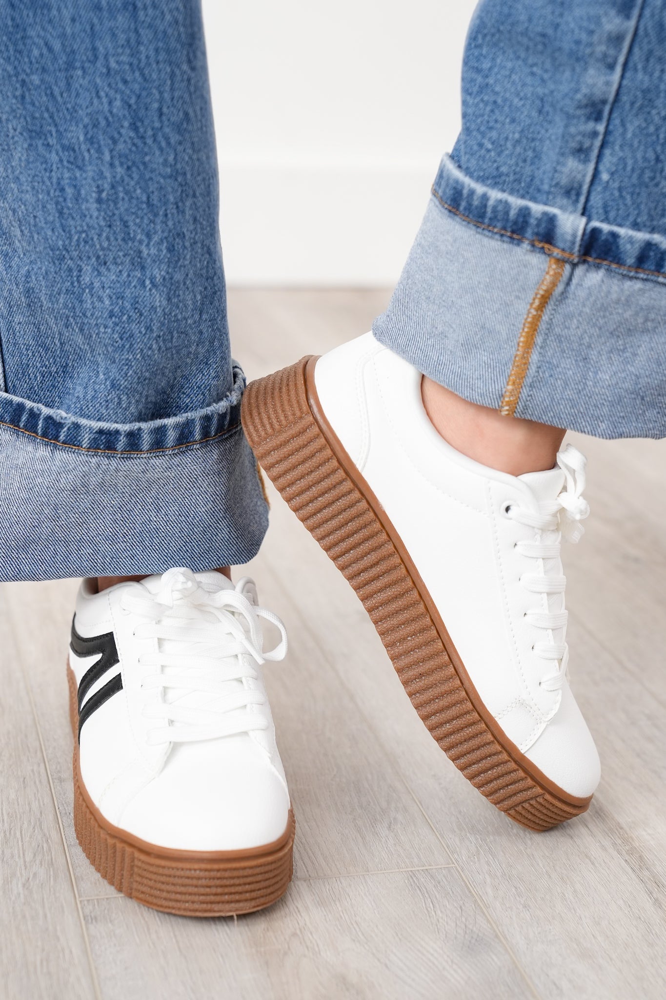 Low Top Platform Sneaker with Textured Sole