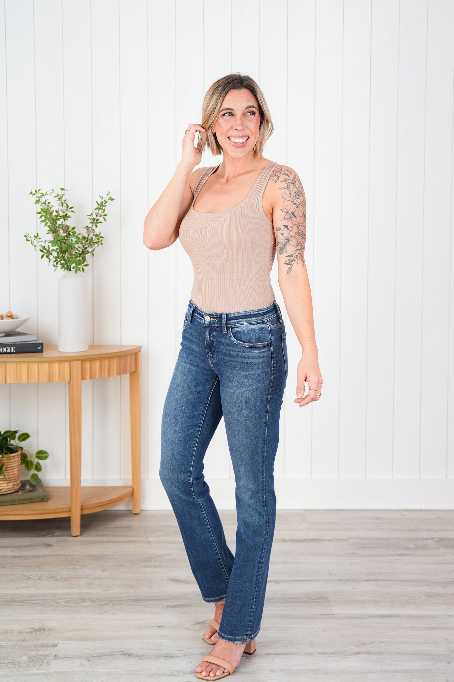 Flying Monkey Vervet The Essential Low Rise Dark Wash Slim Bootcut Jeans