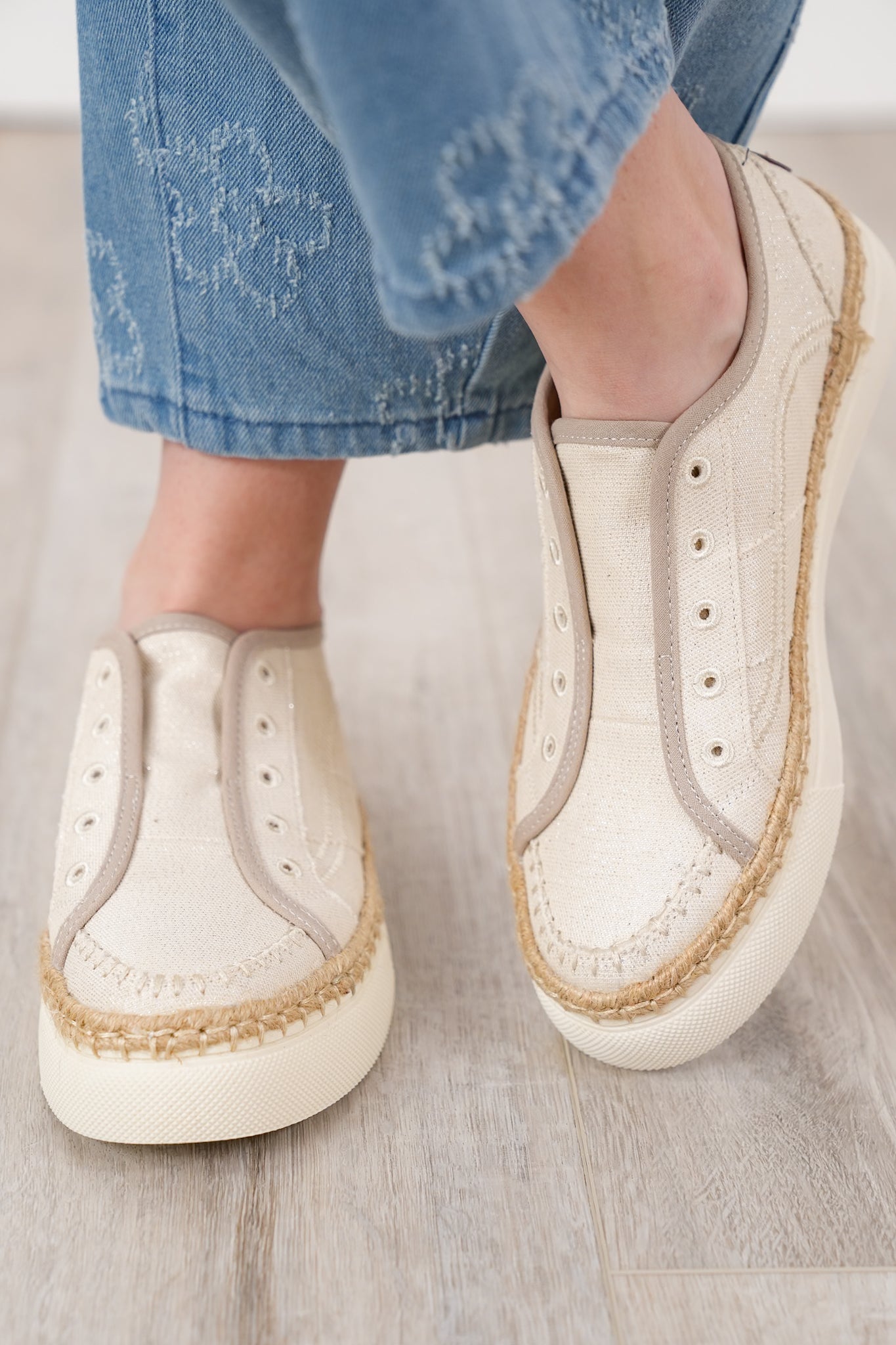 Blowfish Low Top Slip On Canvas Sneaker with Espadrille Braided Midsole