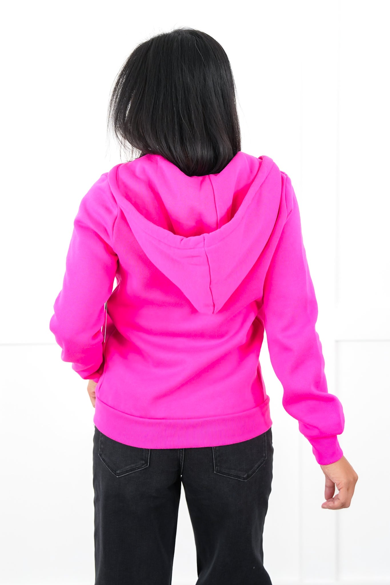 Solid Long Sleeve Zip Up Hoodie