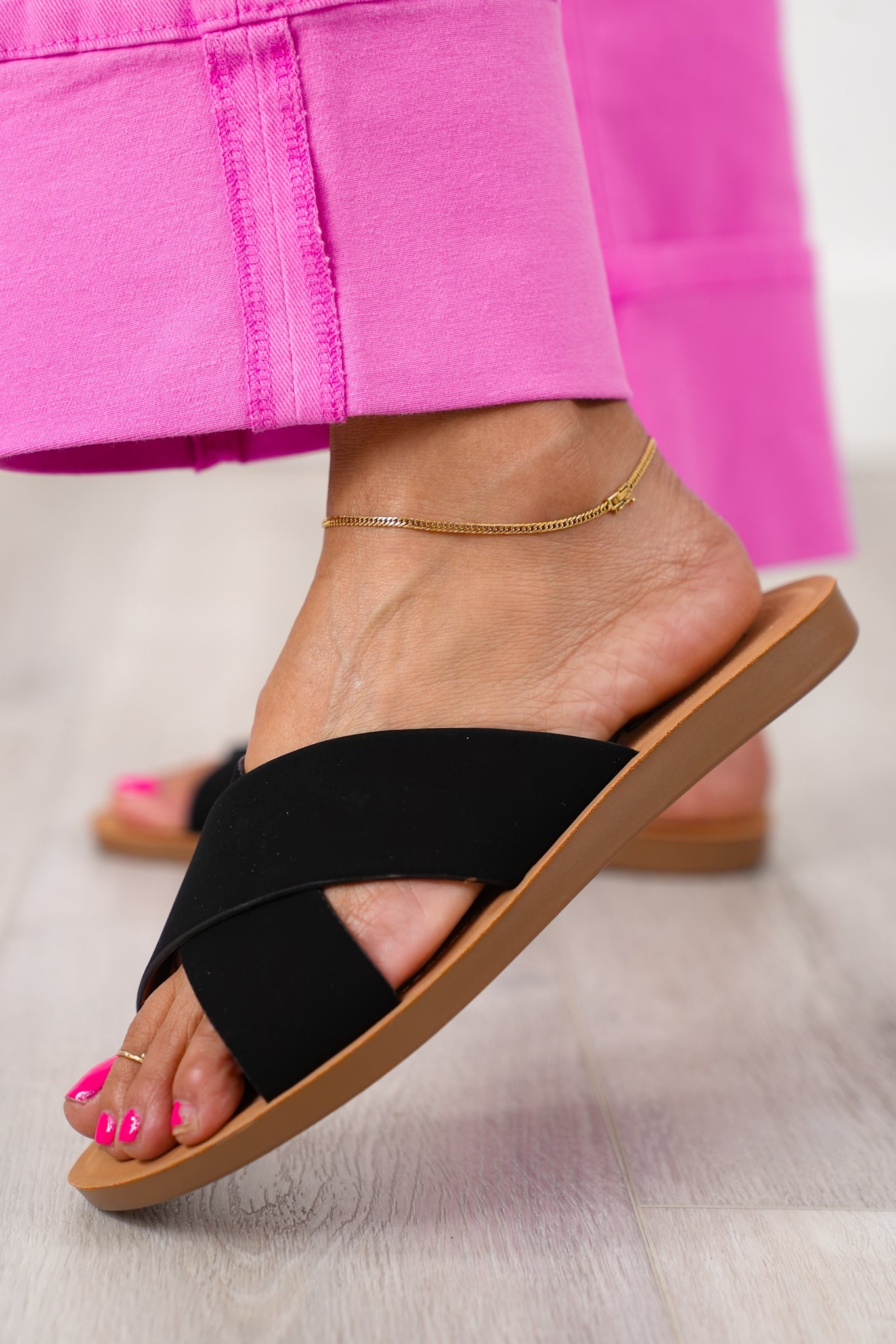 Slip-On Sandals With Crisscross Strap
