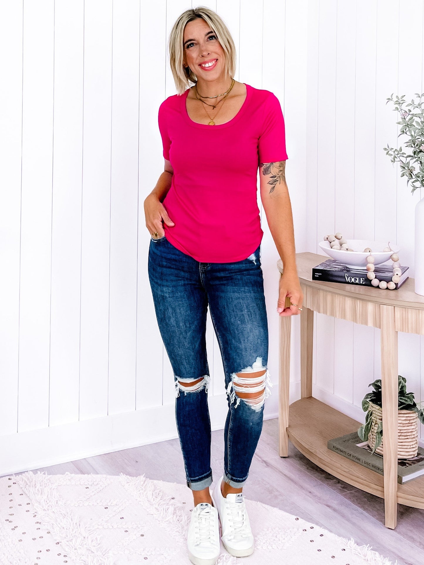 Restock! Plus/Reg Freckled Poppy Exclusive: Ribbed Essentials Tee (Multiple Colors)