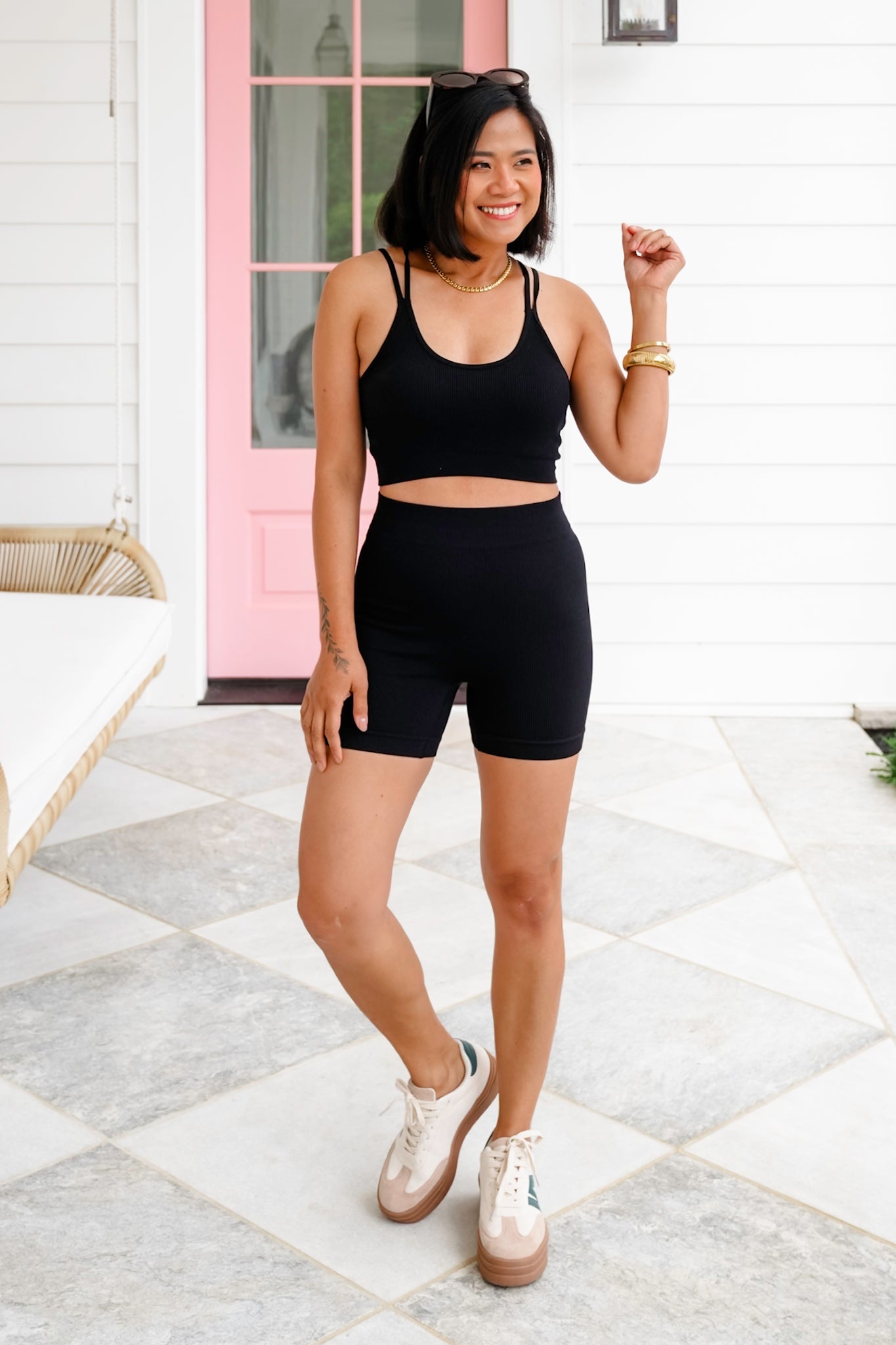 Ribbed Knit Cropped Tank Top and Short Set