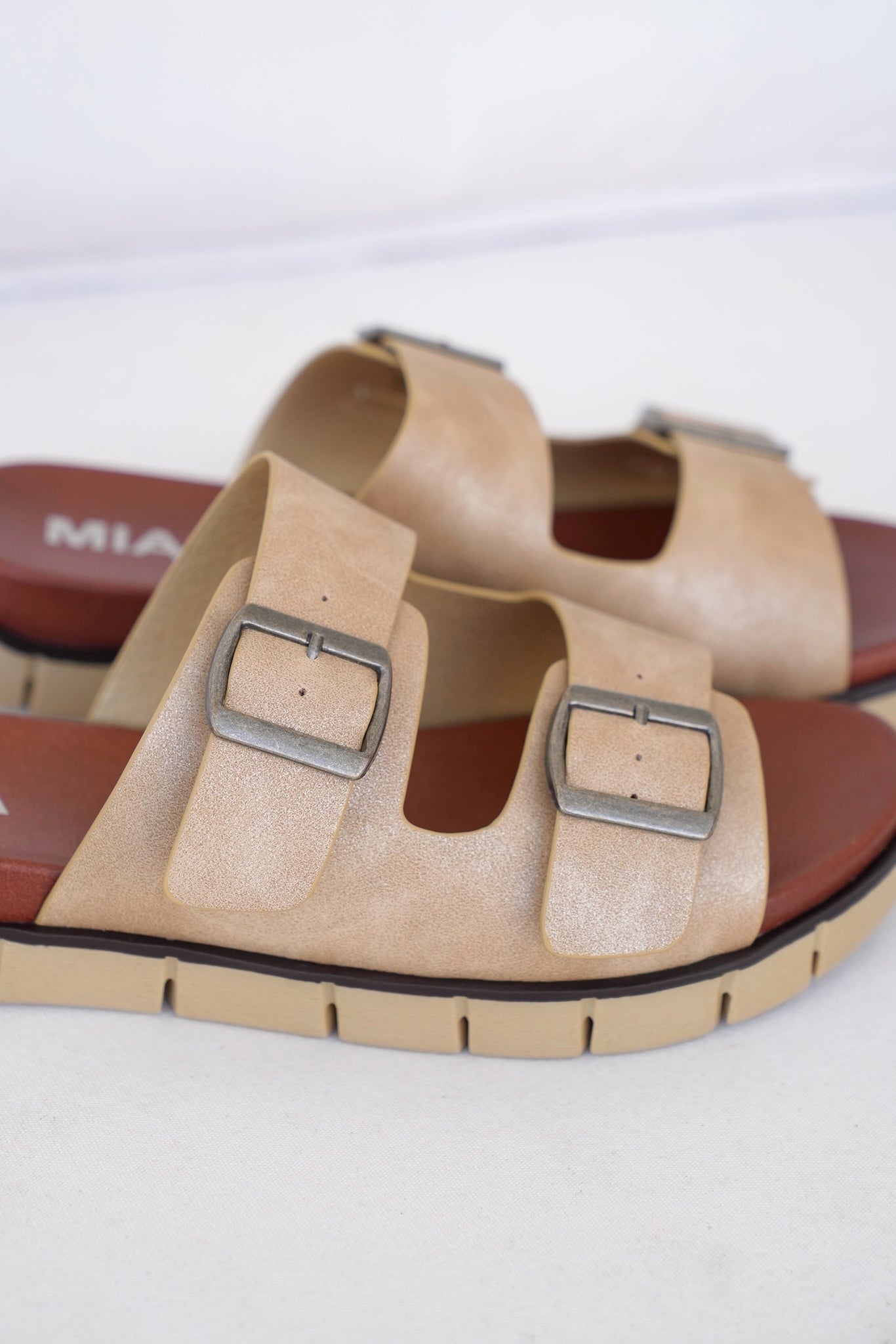 MIA Adjustable Double Buckle Slip On Sandal