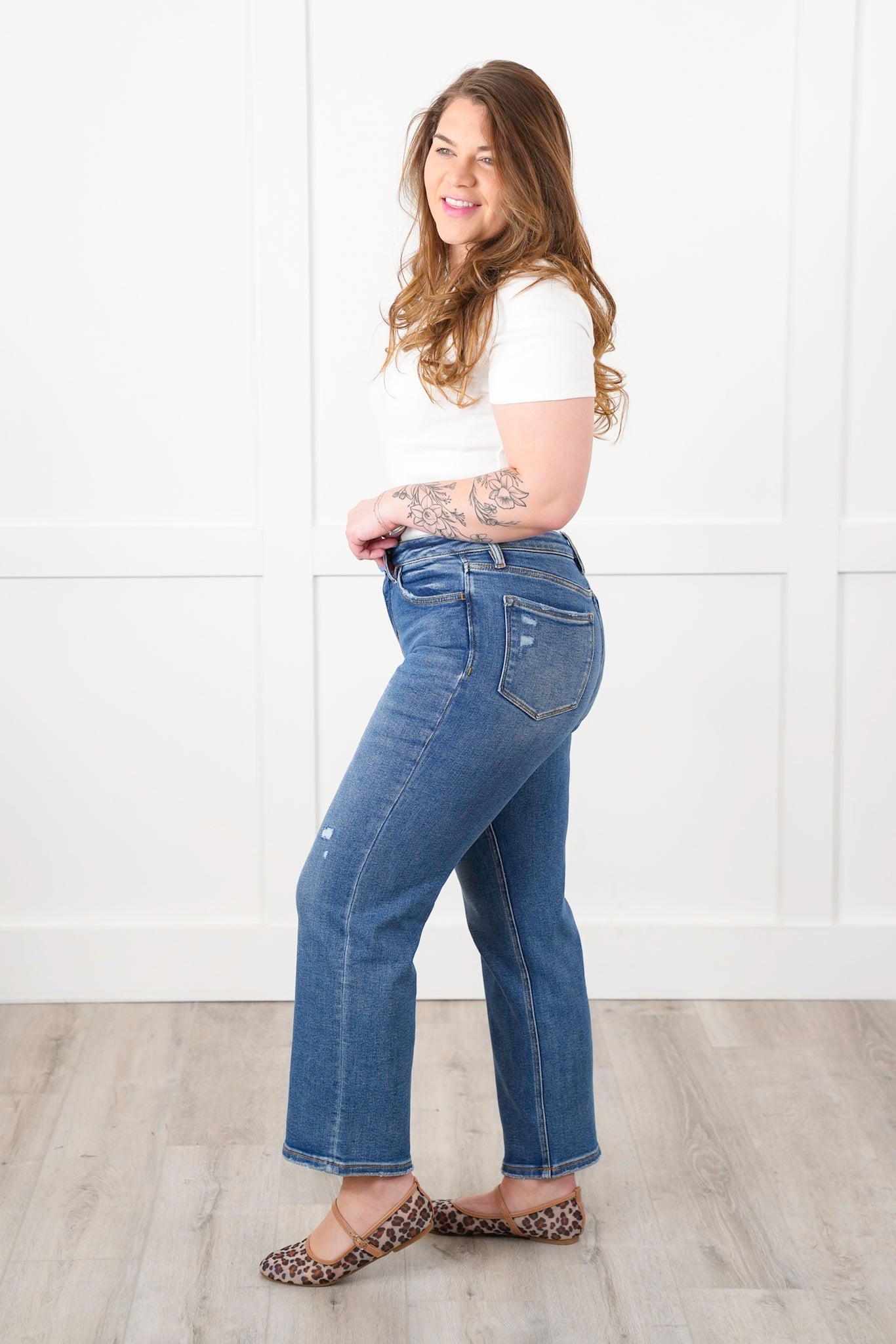 Vervet High Rise Medium Wash Slim Wide Leg Ankle Jeans