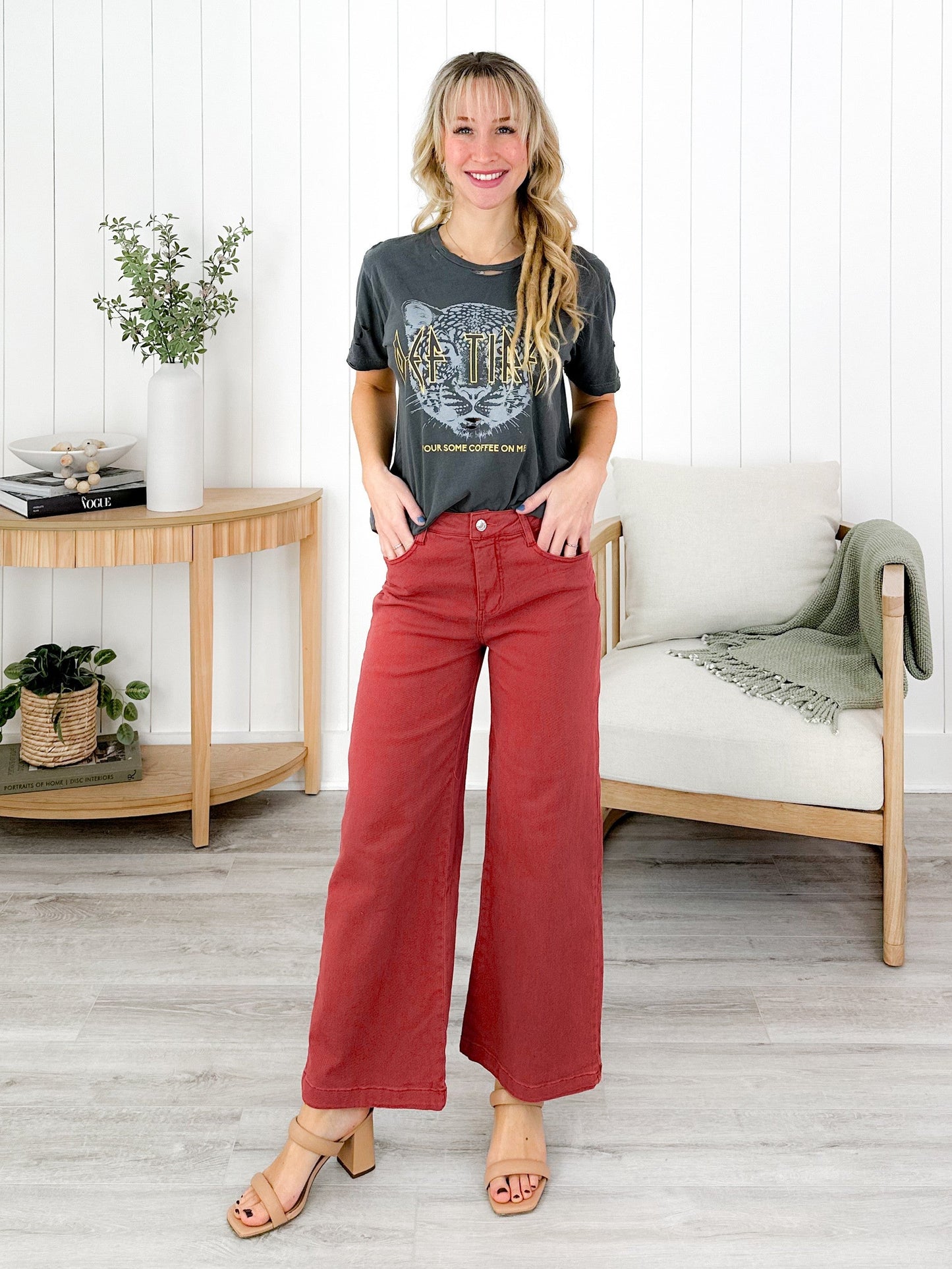 Plus/Reg Mineral Wash High Waist Wide Leg (Multiple Colors)