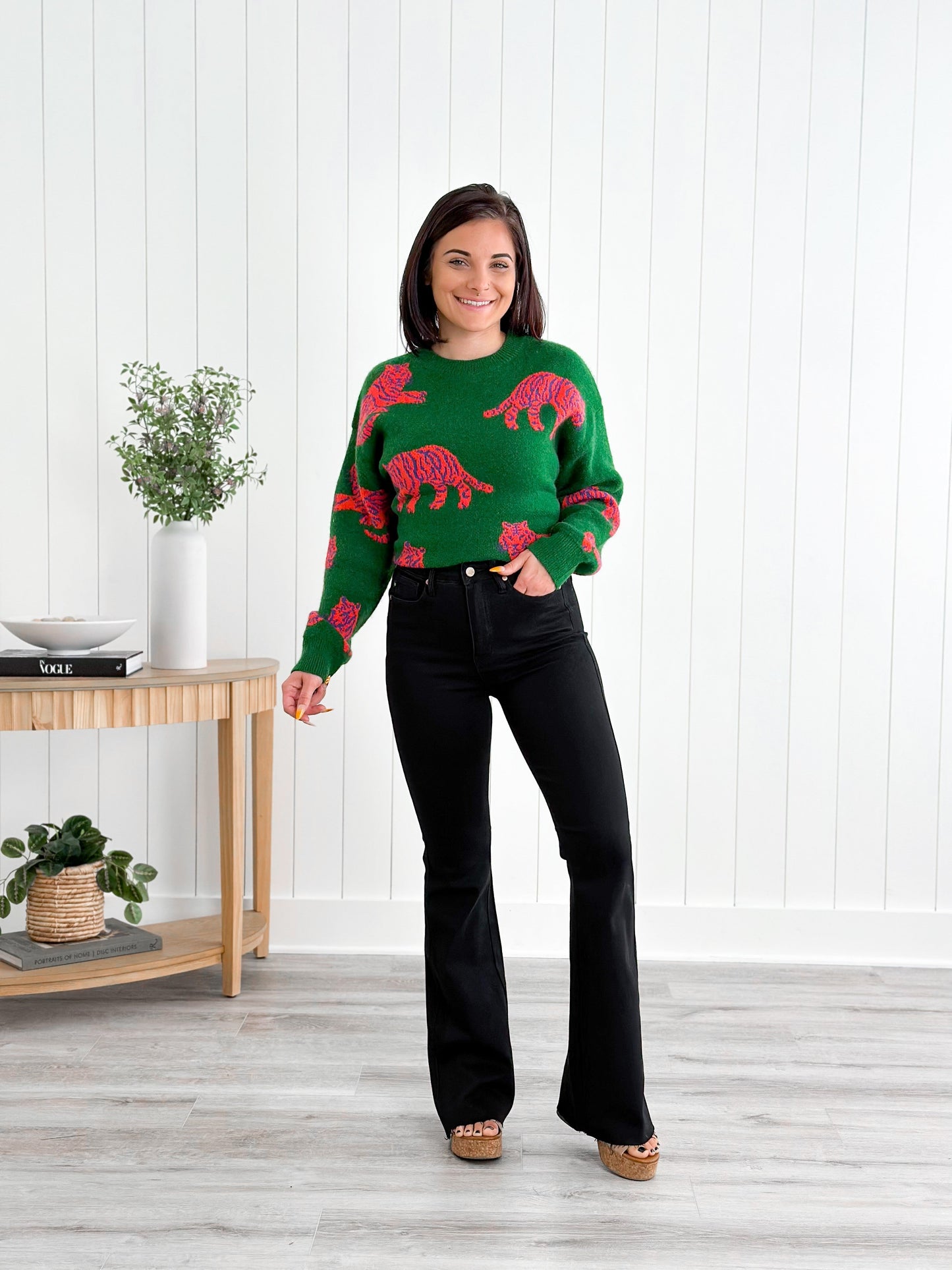 Judy Blue High Rise Black Tummy Control Cut Hem Flare Jeans