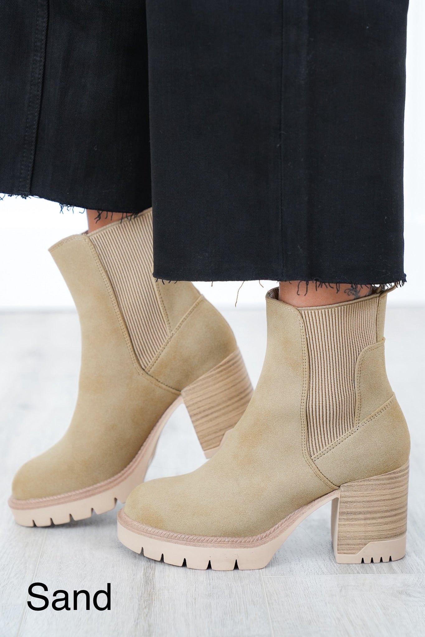 MIA Vegan Nubuck Ankle Boot with Chunky Heel