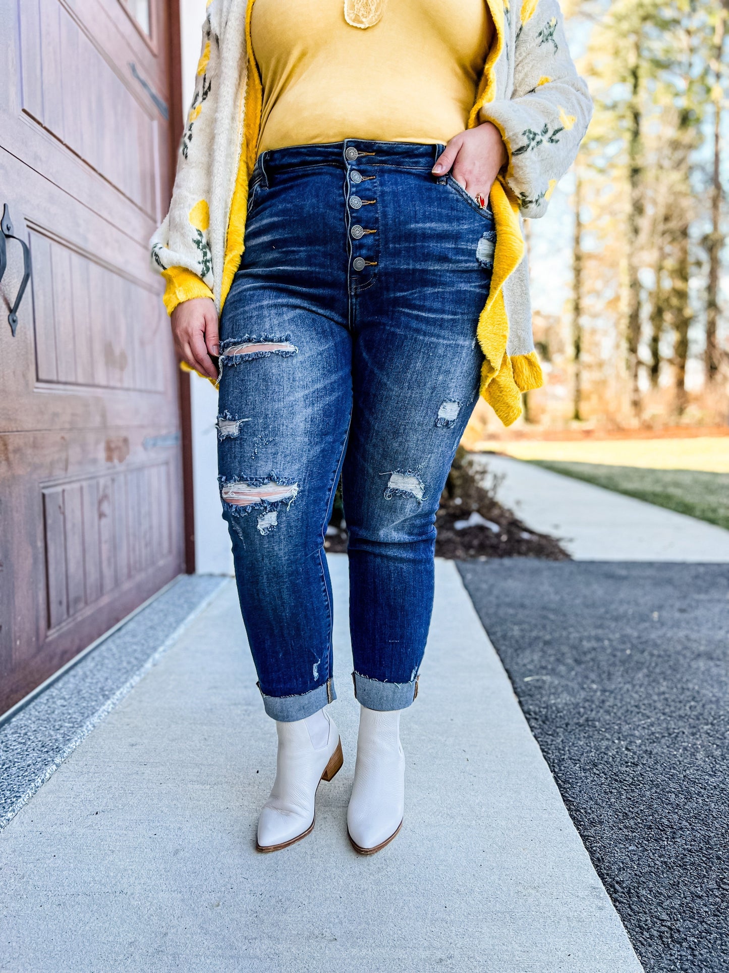 Risen Medium Wash Mid Rise Button Fly Skinny Jeans