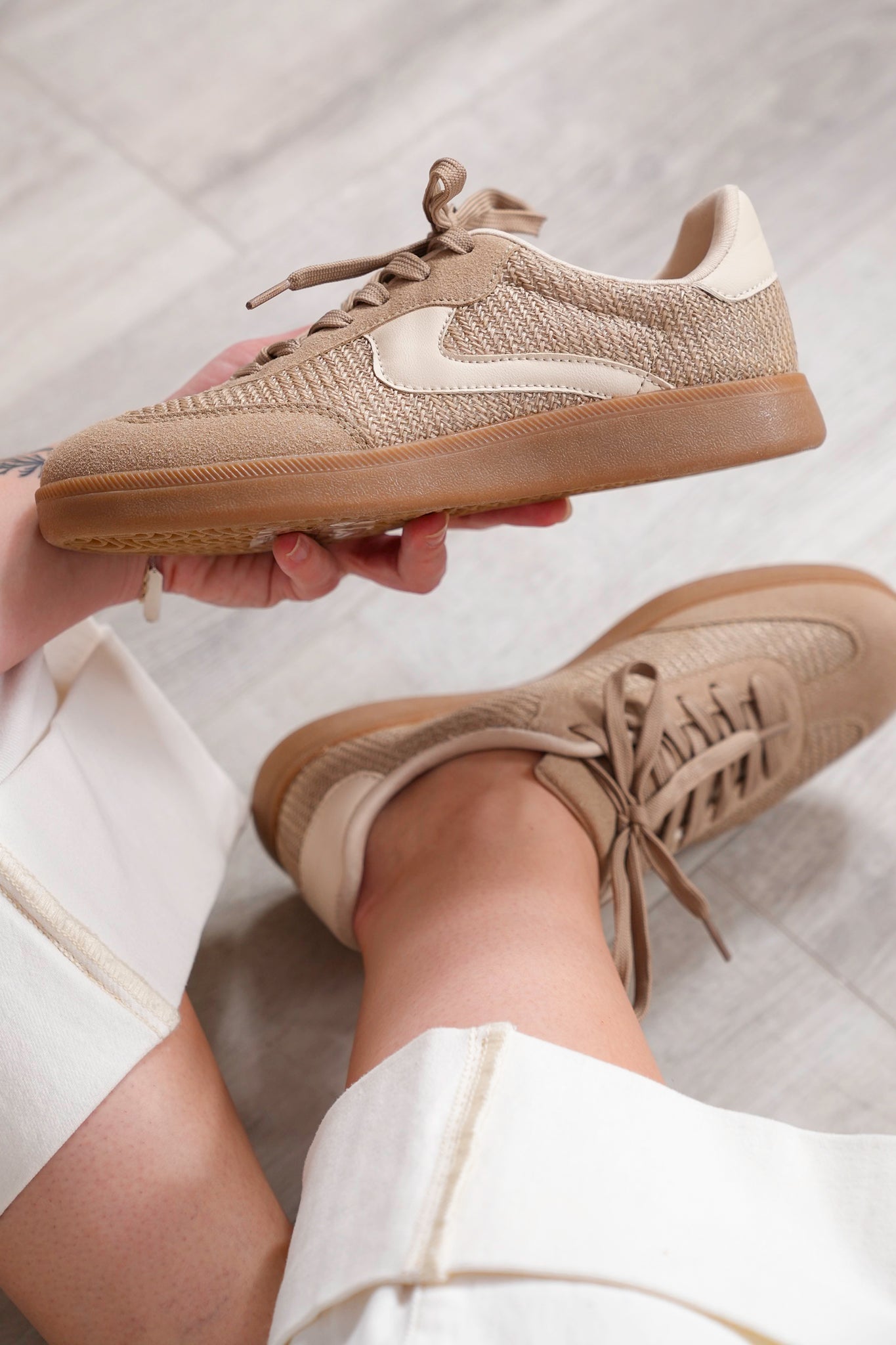Raffia Lace Up Sneakers
