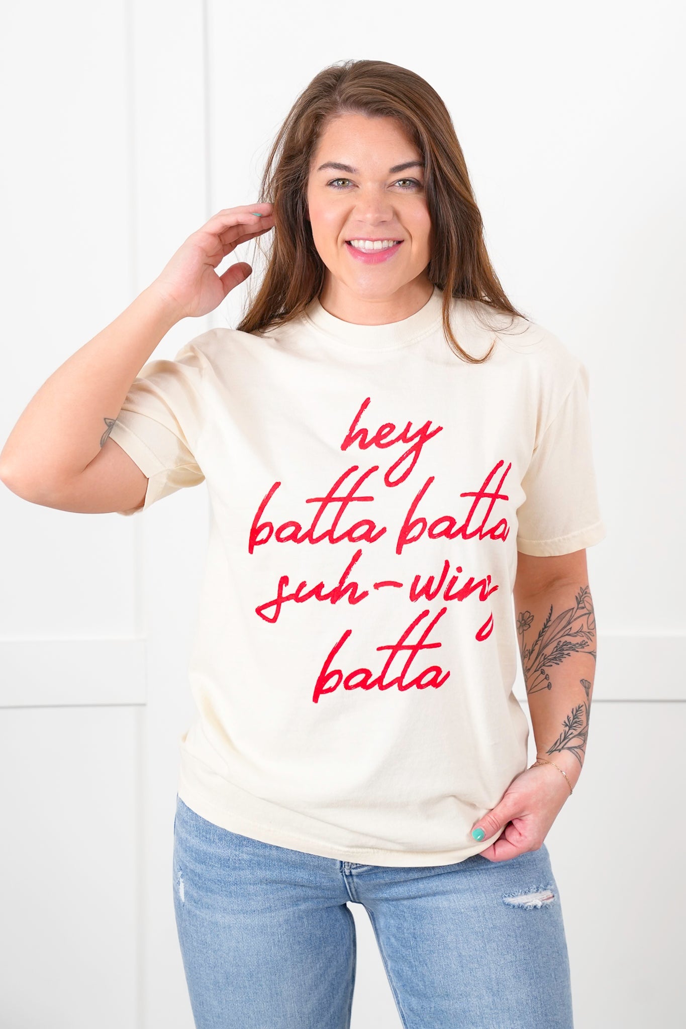 Plus/Reg Short Sleeve "Hey Batta Batta Swing Batta" Graphic Tee