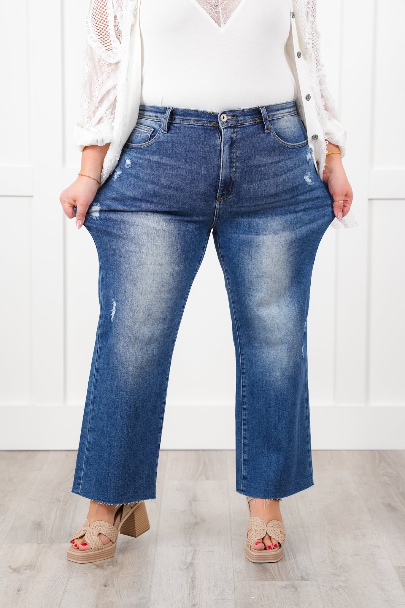 Special A High Rise Dark Wash Tummy Control Dad Jeans