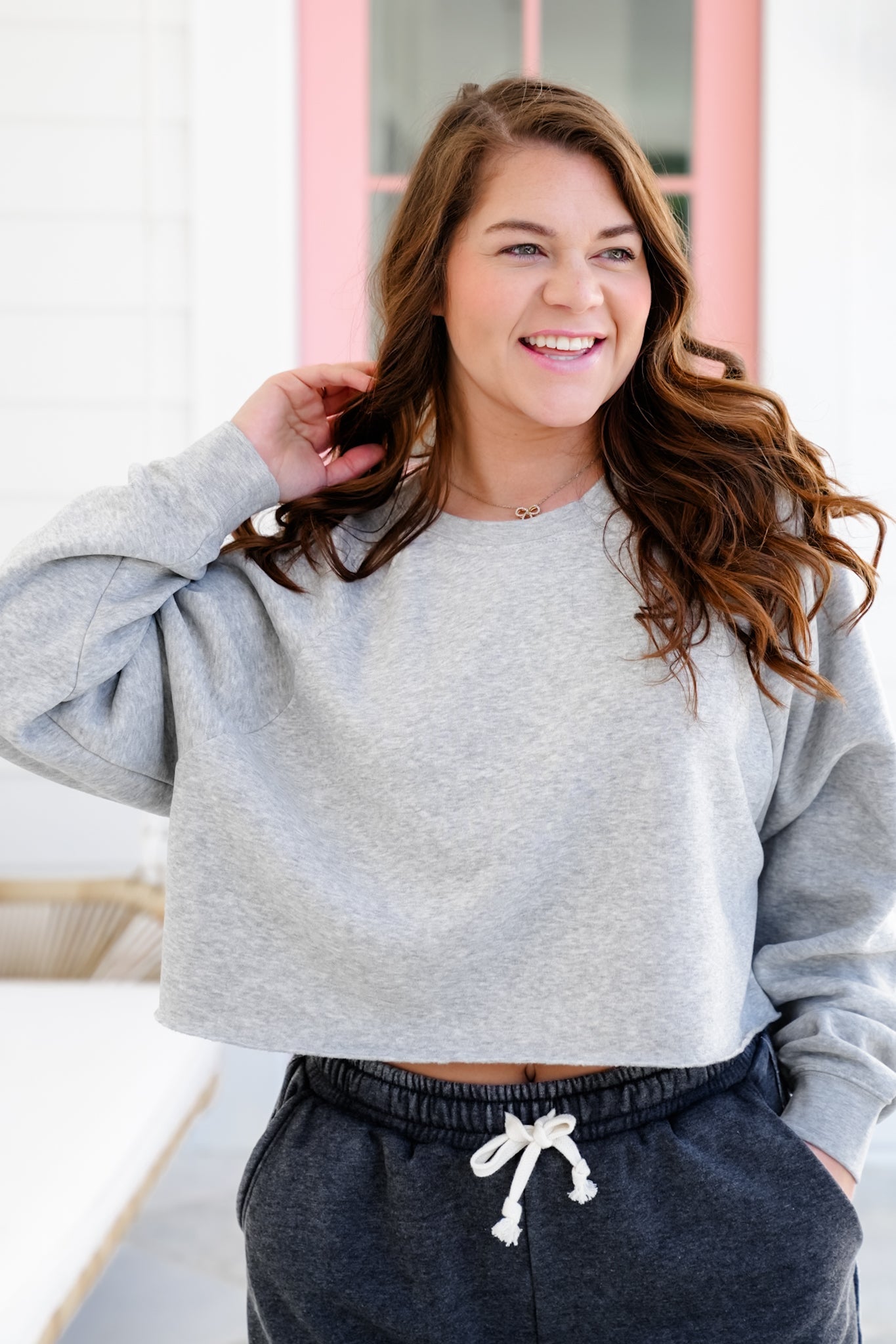 Long Sleeve Crew Neck Cropped Sweatshirt