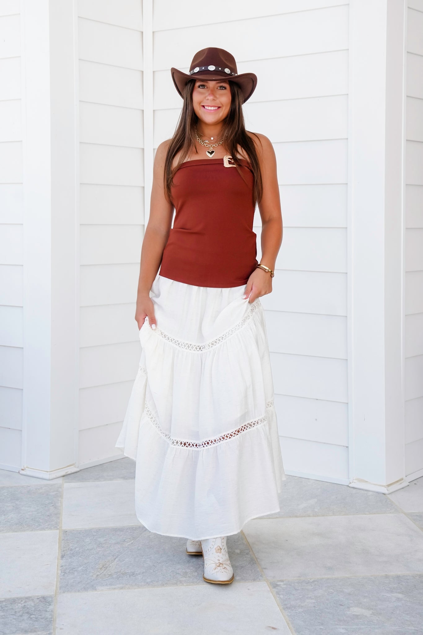 Strapless Top with Western Buckle Detail