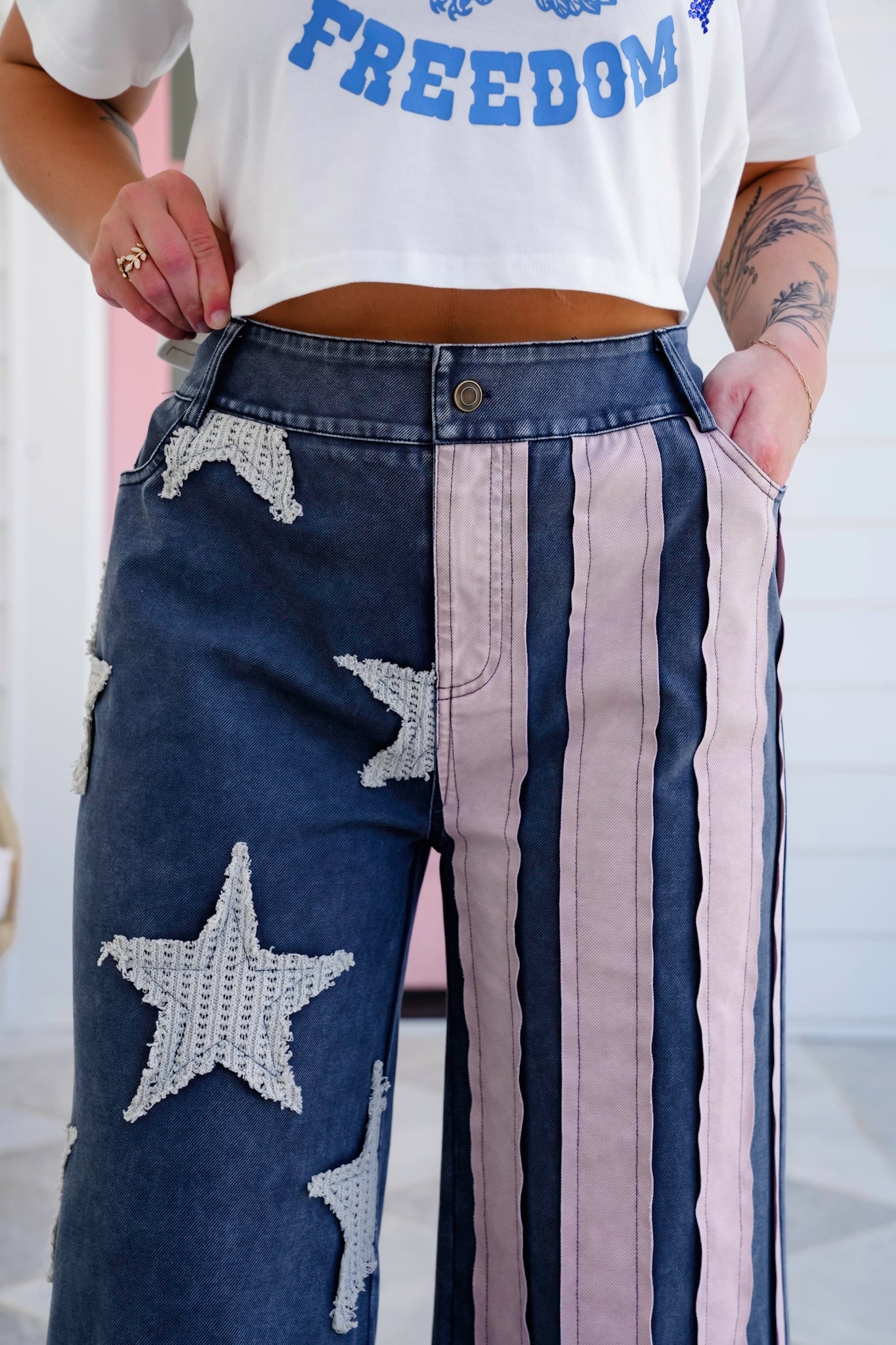 American Flag Patchwork Pants
