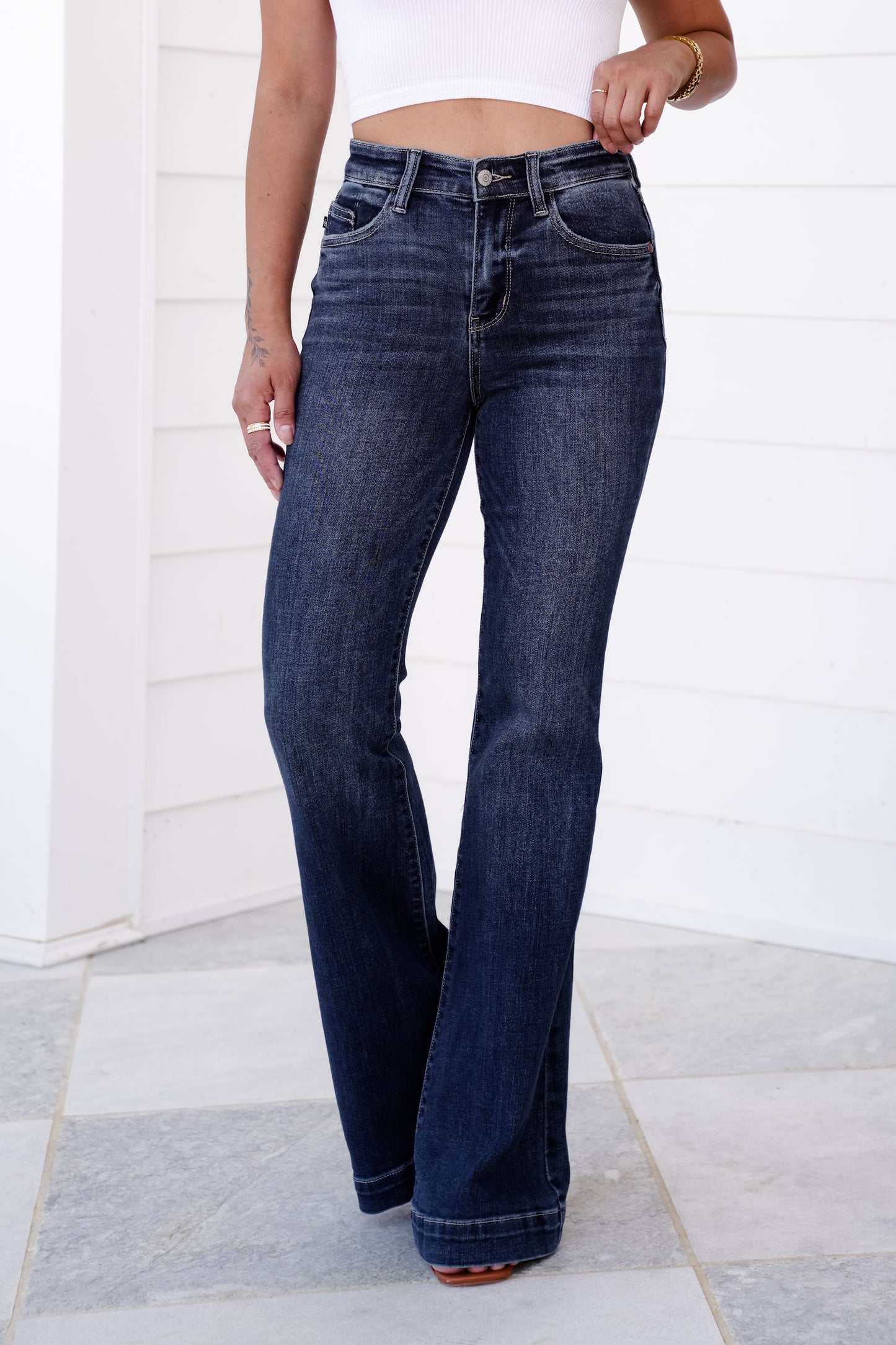 Judy Blue High Rise Dark Wash Trouser Flare