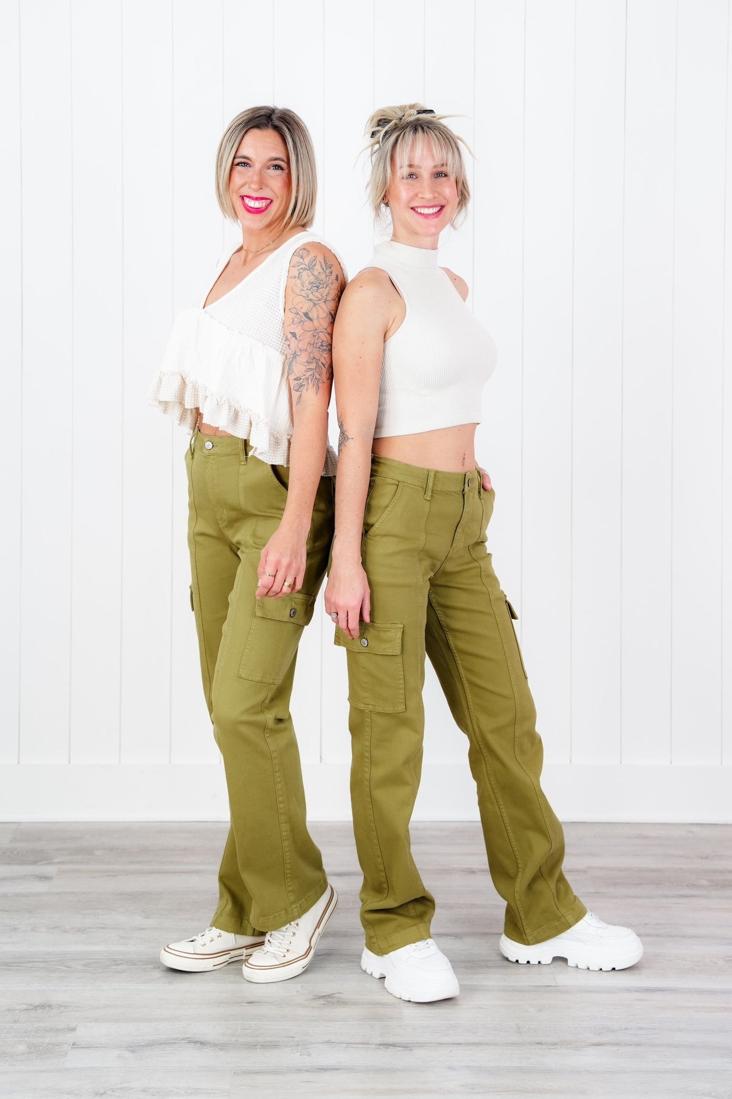 Judy Blue High Rise Matcha Straight Leg Cargo Jeans
