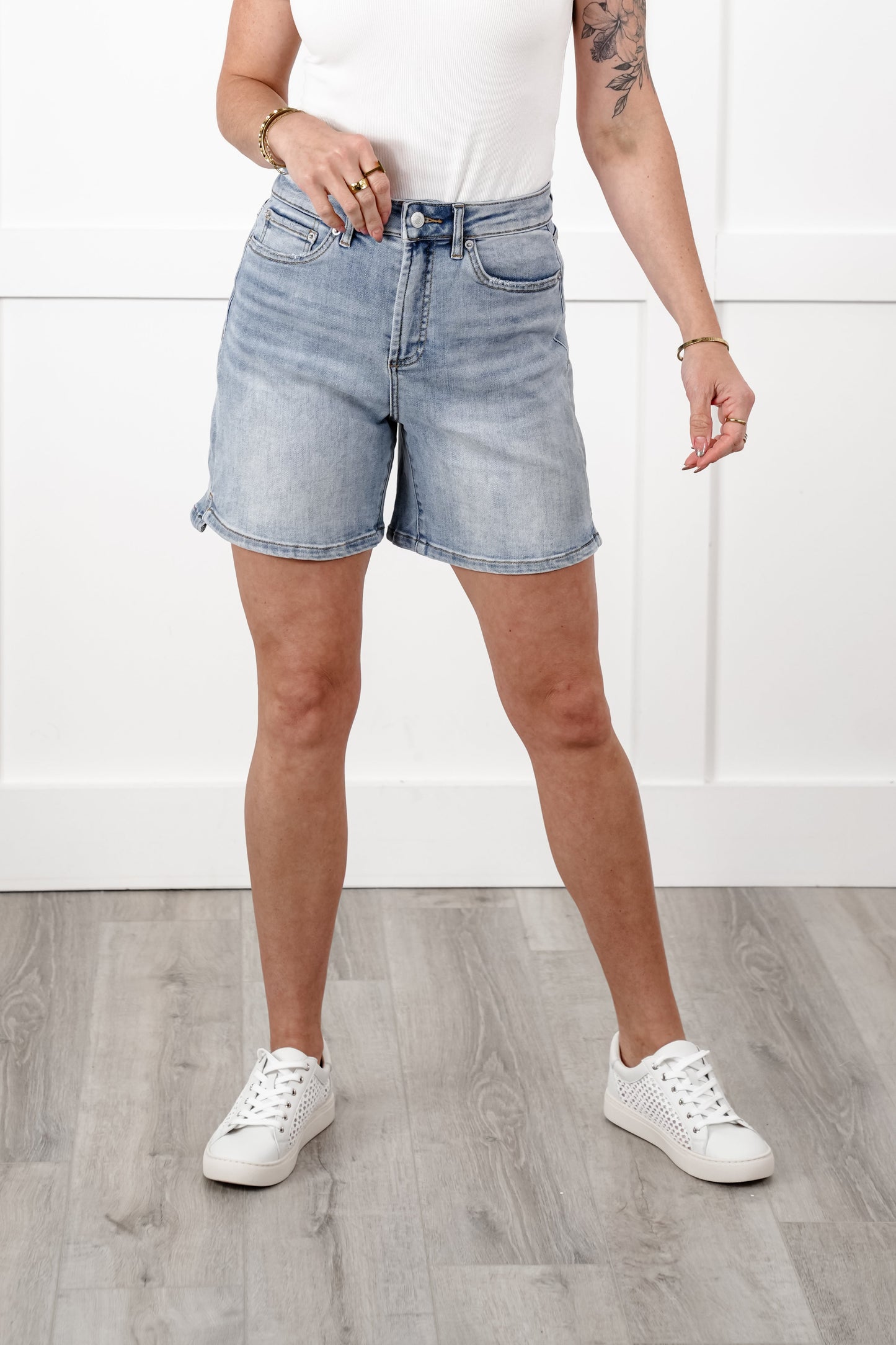 Mica Light Wash Bermuda Shorts