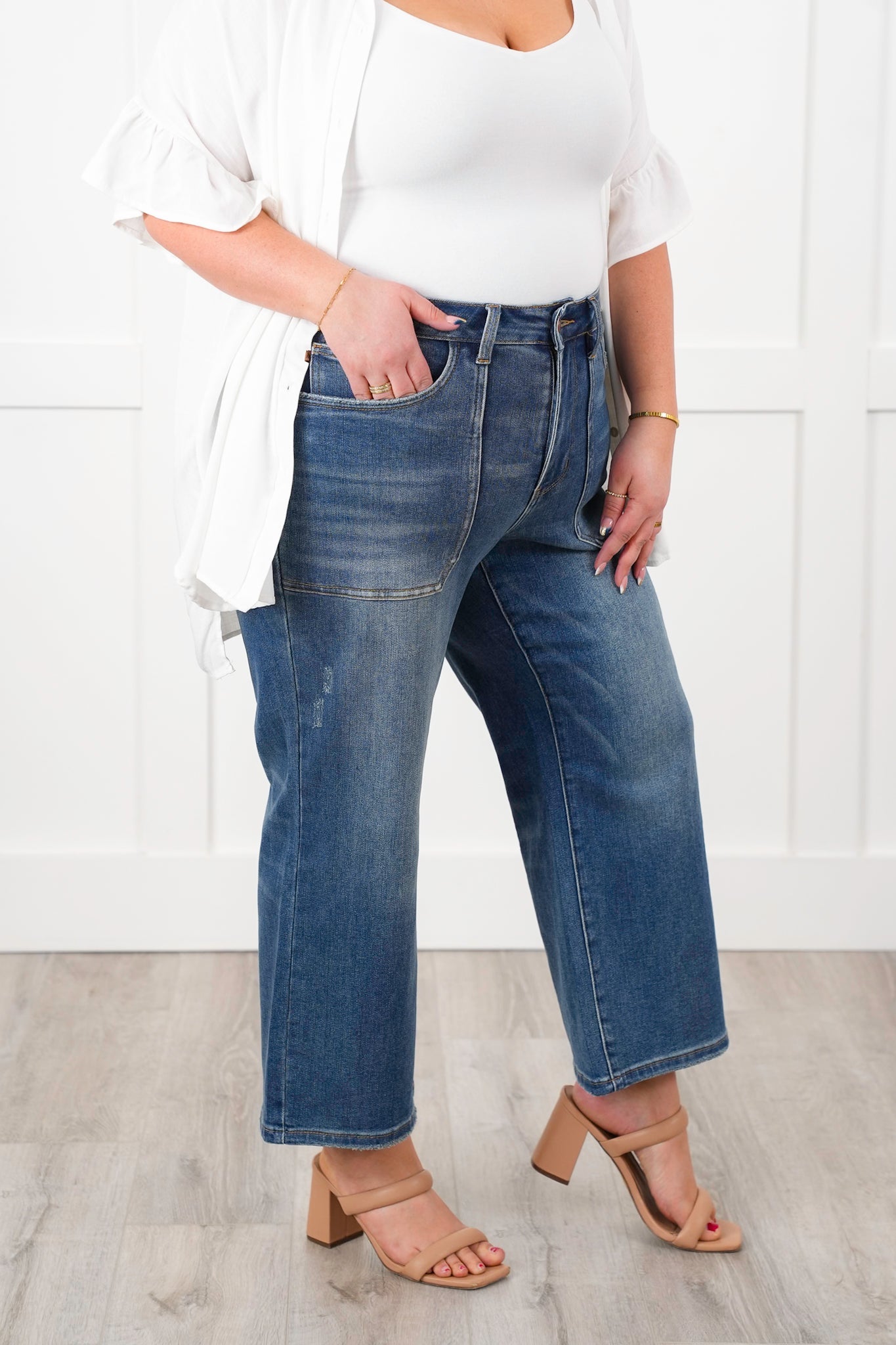 Judy Blue The Perfect Fit High Rise Wide Leg Crop Jeans