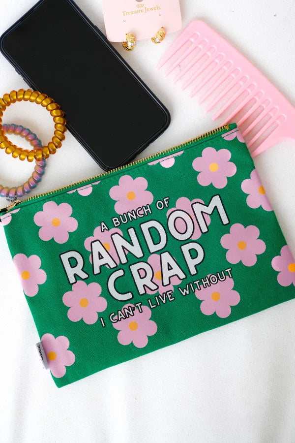 Restock! "Random Crap I Can't Live Without" Canvas Zipper Pouch