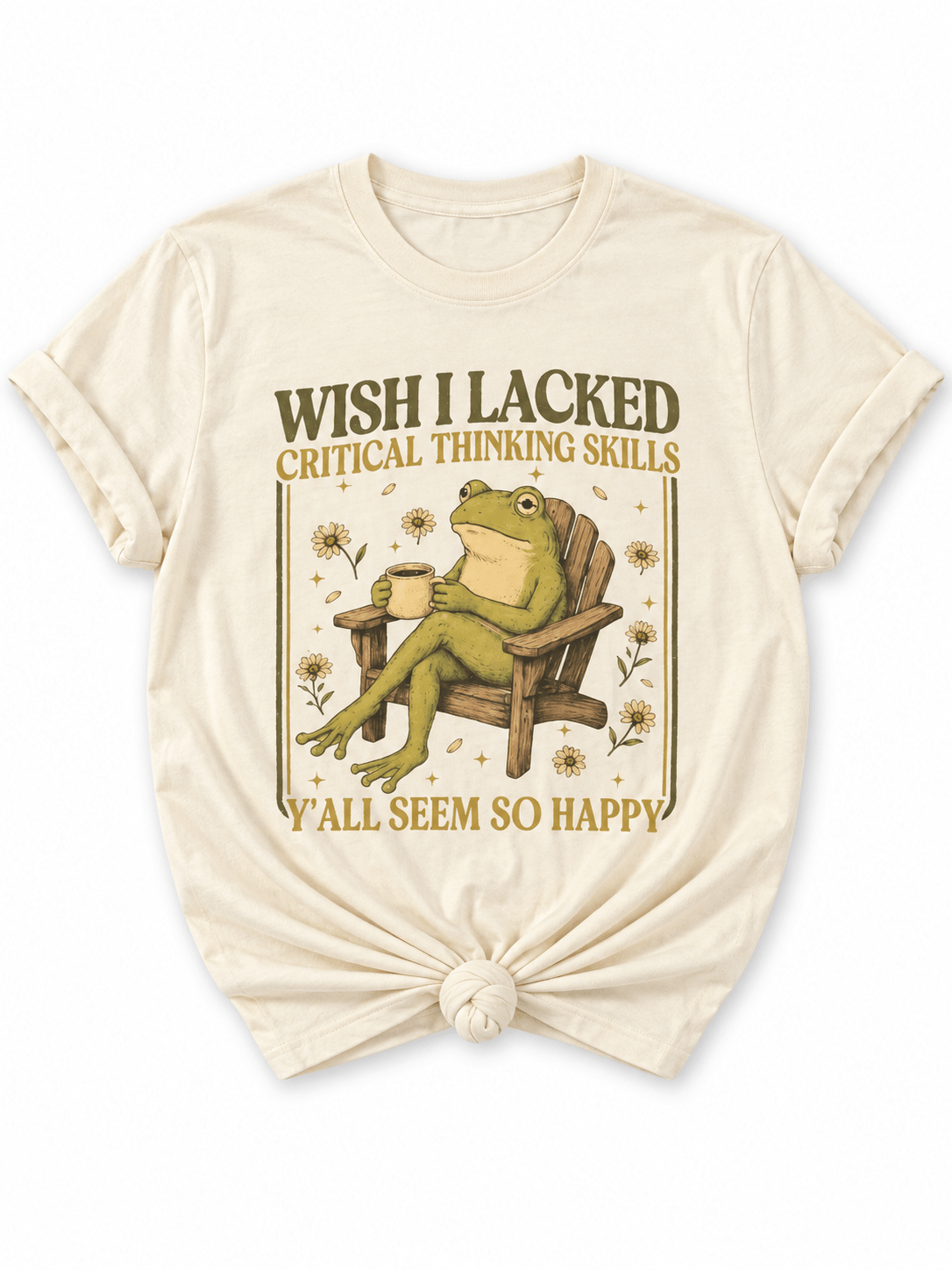 Plus/Reg Short Sleeve "Wish I Lacked Critical Thinking Skills..." Graphic Tee - Freckled Poppy