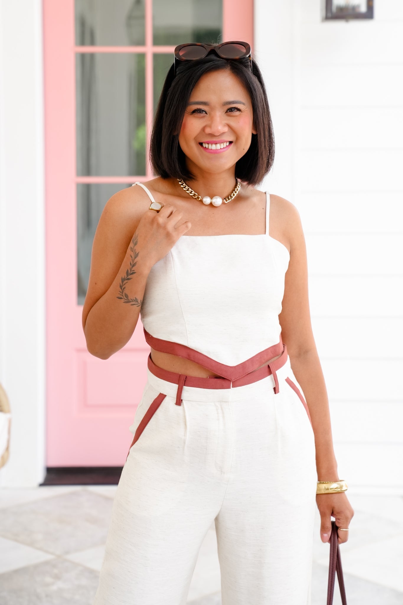 Oatmeal Linen Blend Sleeveless Handkerchief Hem Crop Top