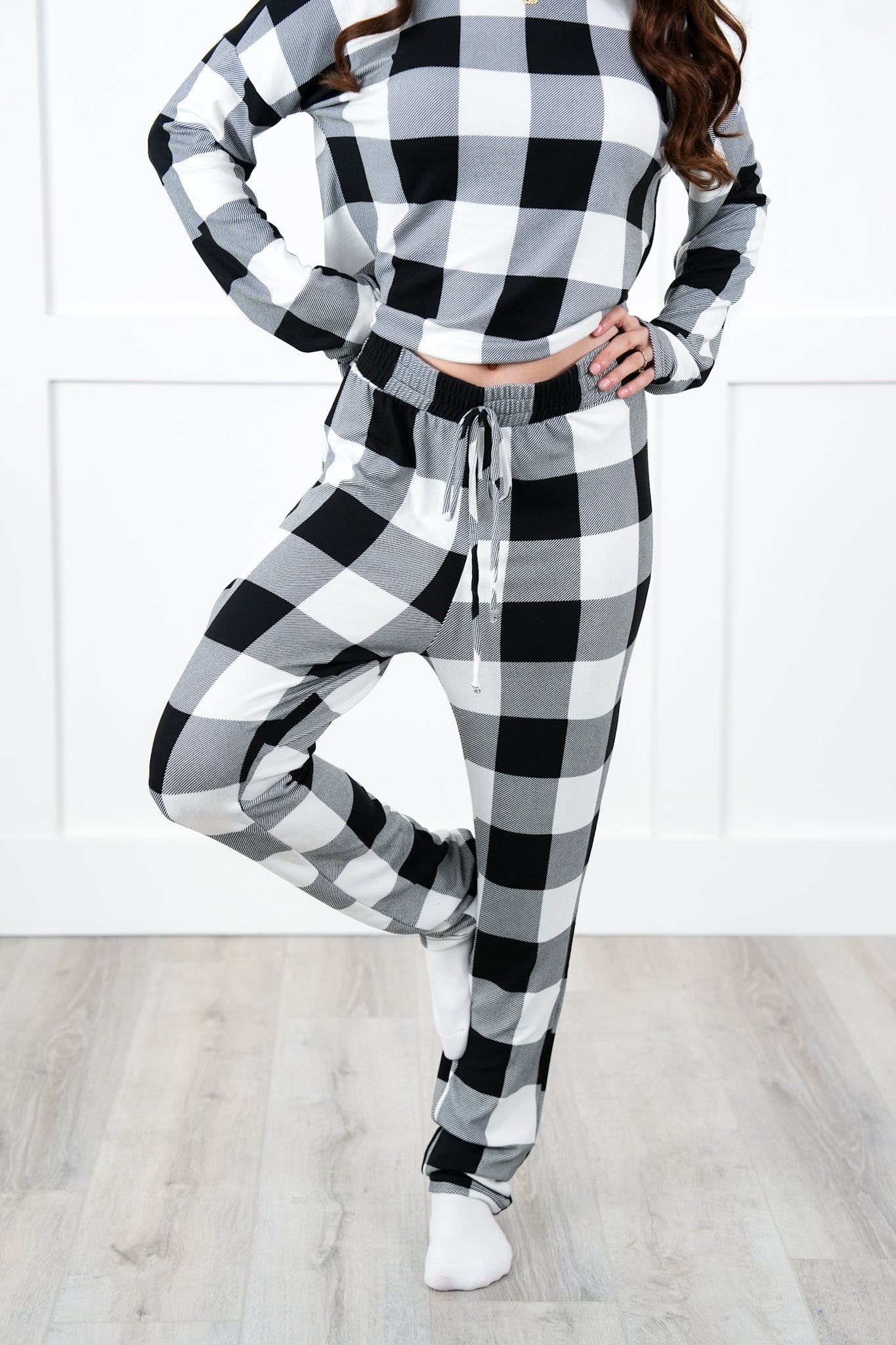 Plus/Reg Buffalo Plaid Elastic Waist Lounge Pants