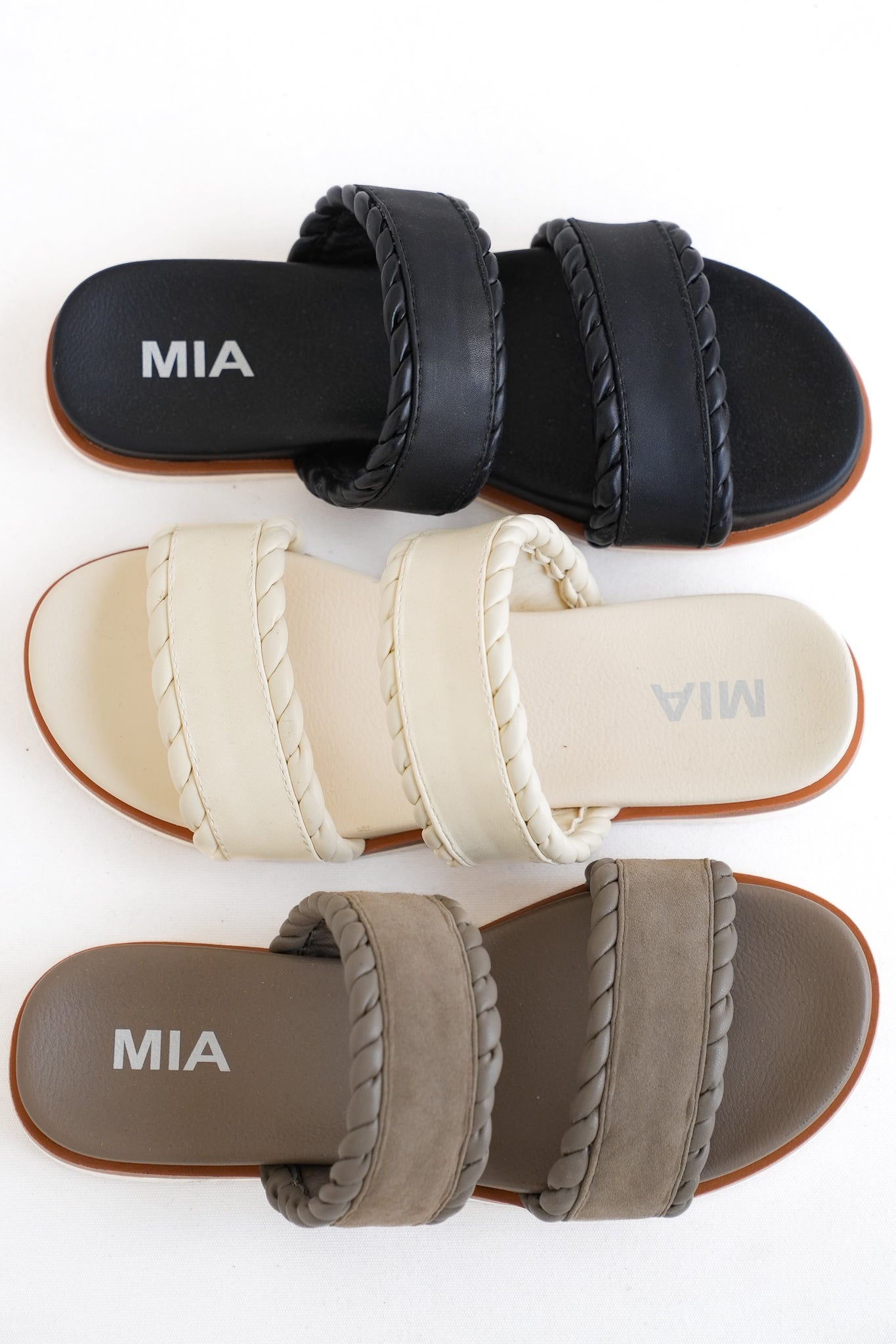 MIA Double Strap Slide Sandal with Rope Detailing