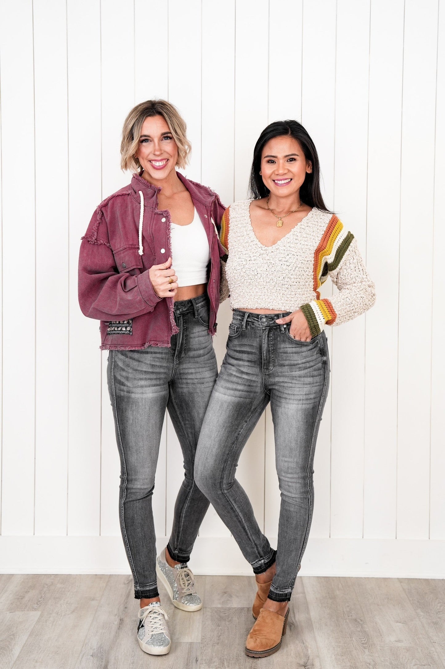 Judy Blue 50 Shades of Grey High Rise Grey Wash Tummy Control Skinny Jeans With Release Hem