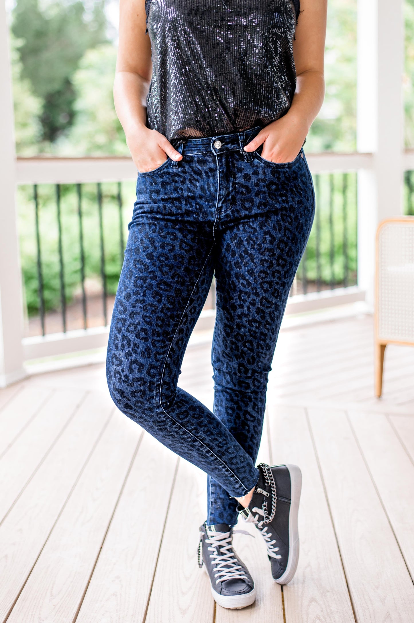 Judy Blue Denim Leopard Print Skinny Jeans
