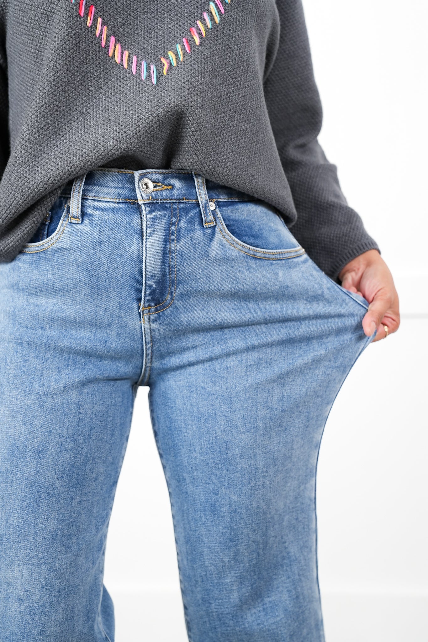 Special A High Rise Light Wash Cropped Wide Leg Jeans