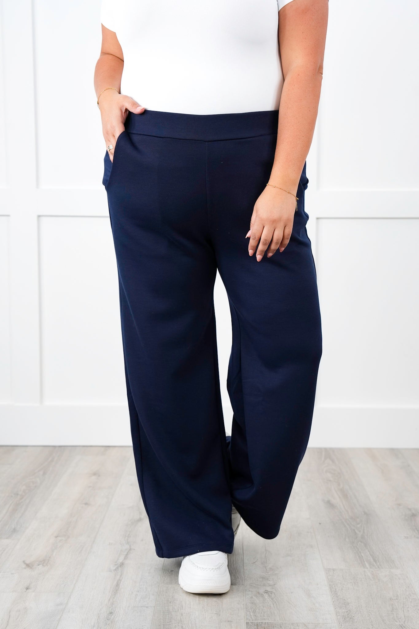Door Buster!! Plus/Reg Solid Knit Straight Leg Pull On Pants