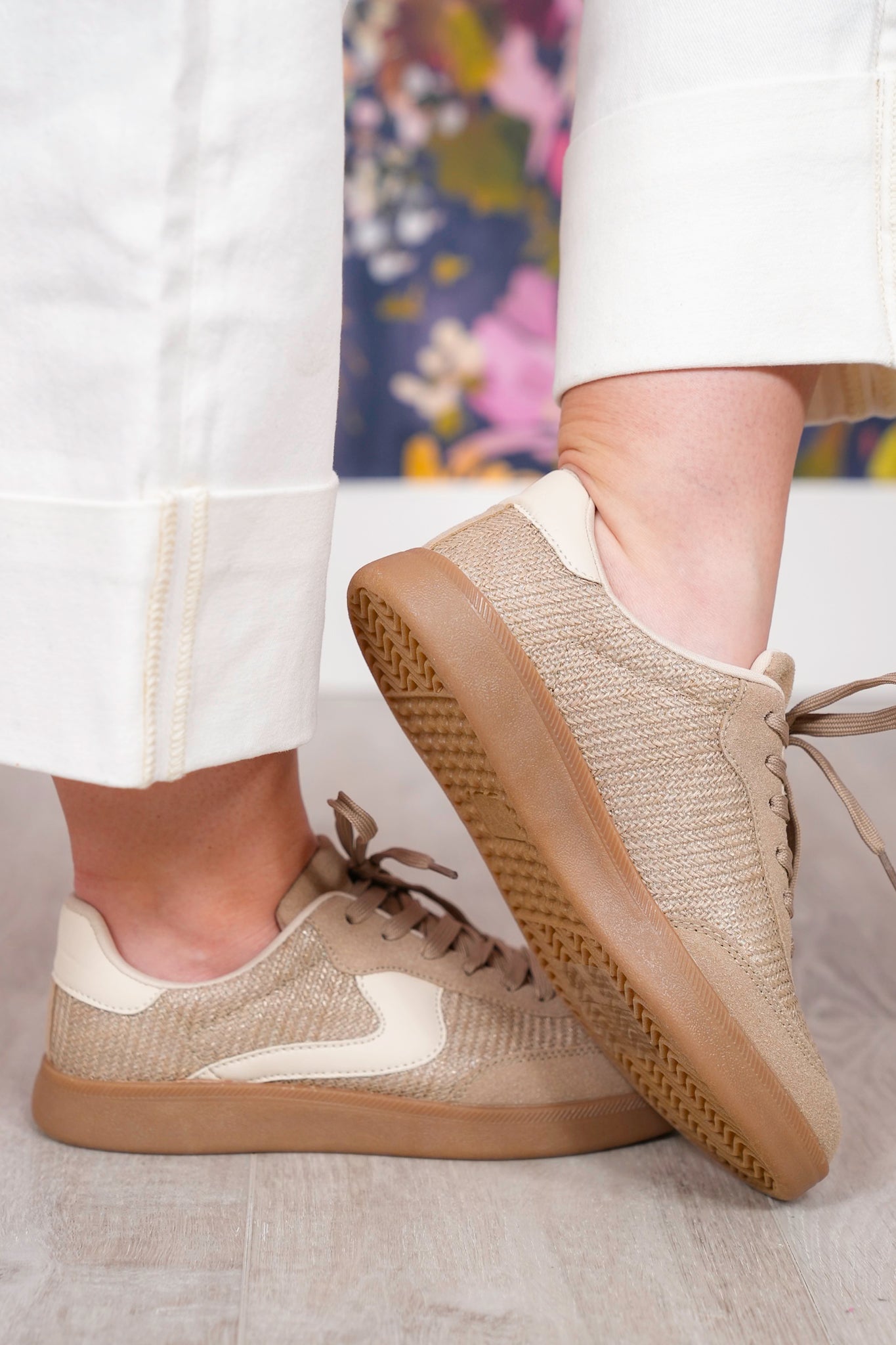 Raffia Lace Up Sneakers