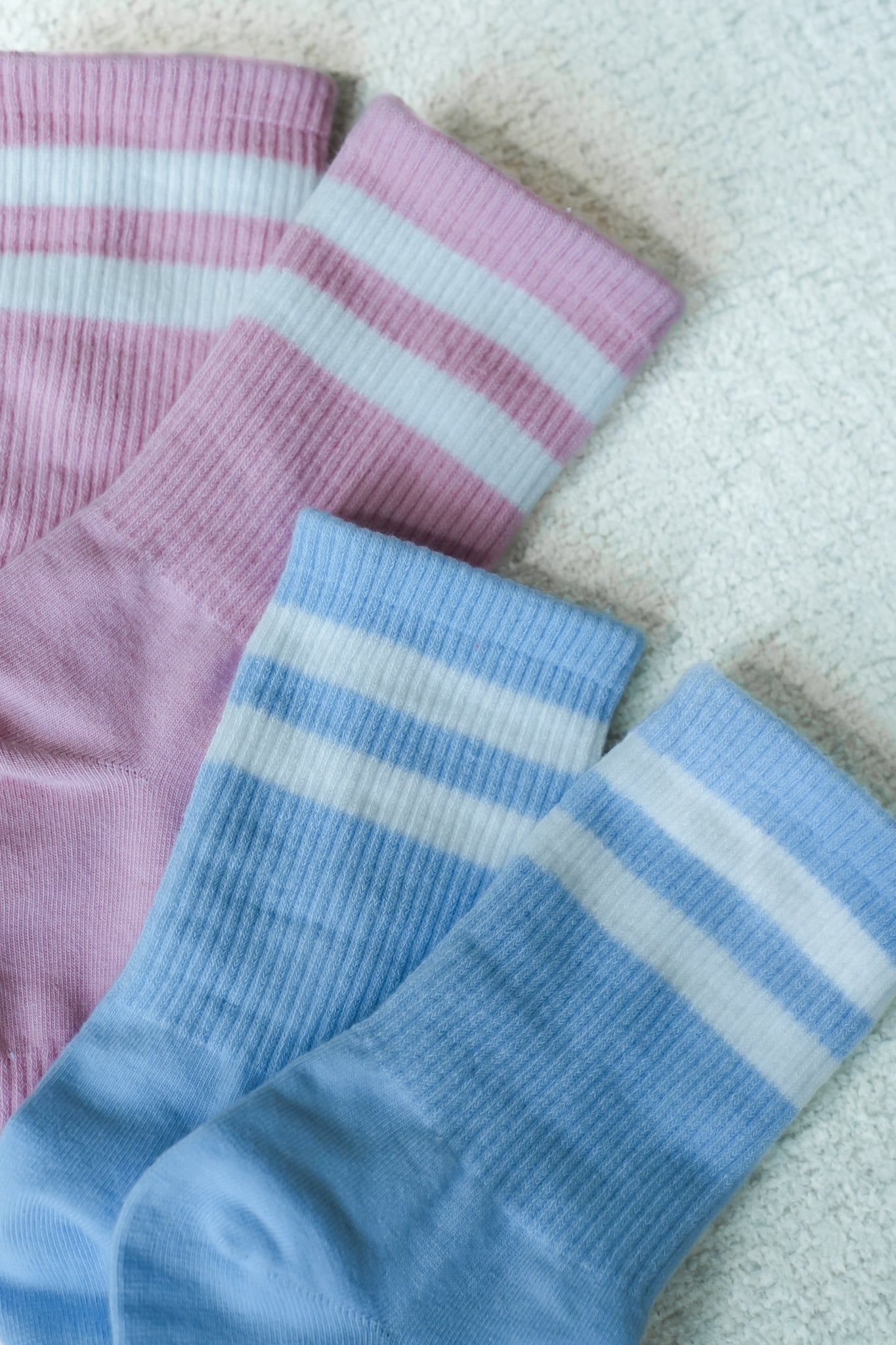 White Striped Crew Socks