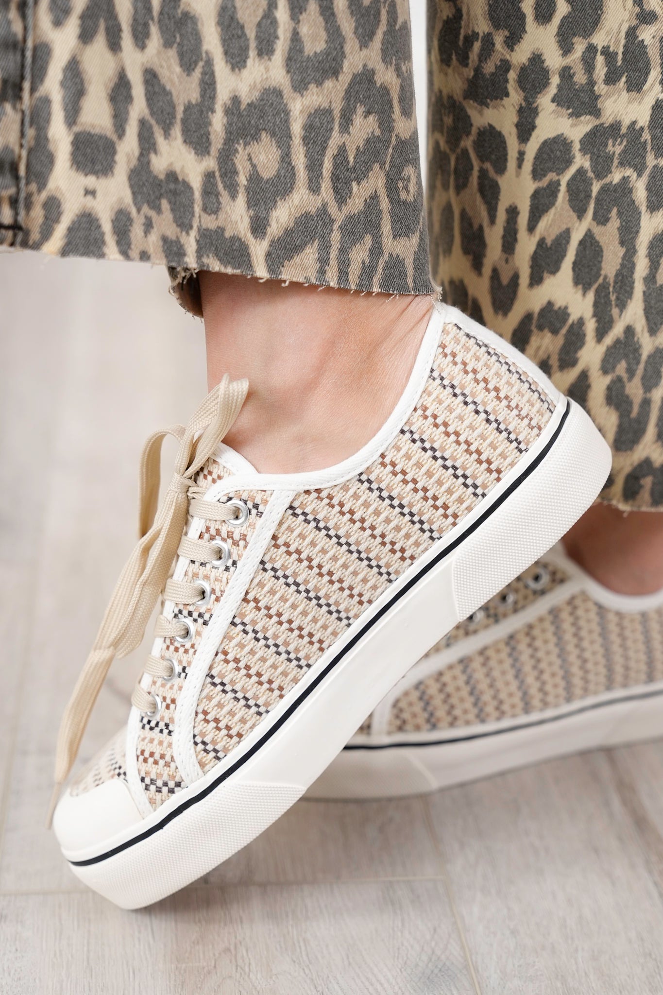Corky's "Waiting List" Tan Woven Platform Sneakers