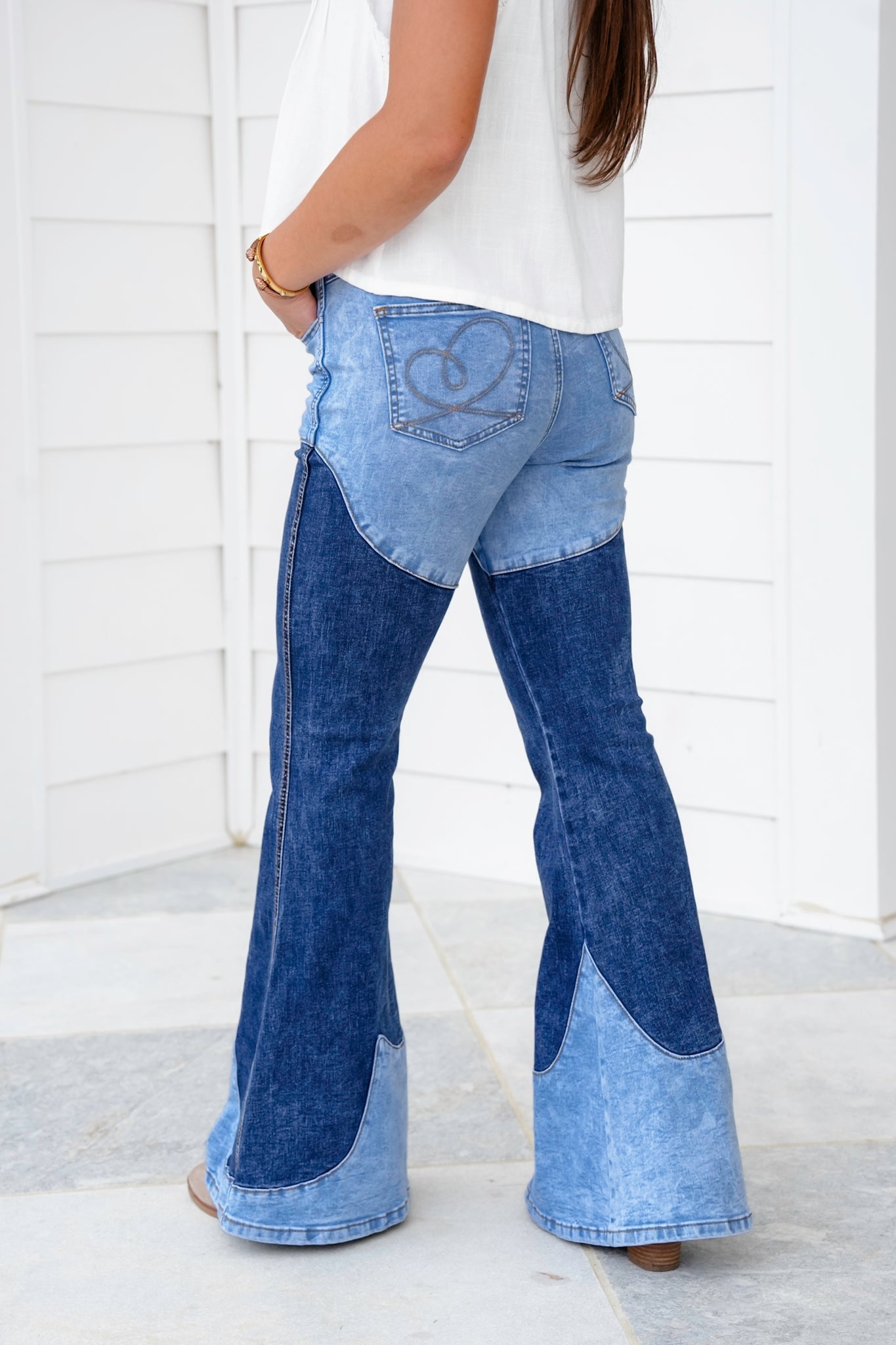 Restock! Mineral Wash Two Tone Denim Wide Leg Jeans