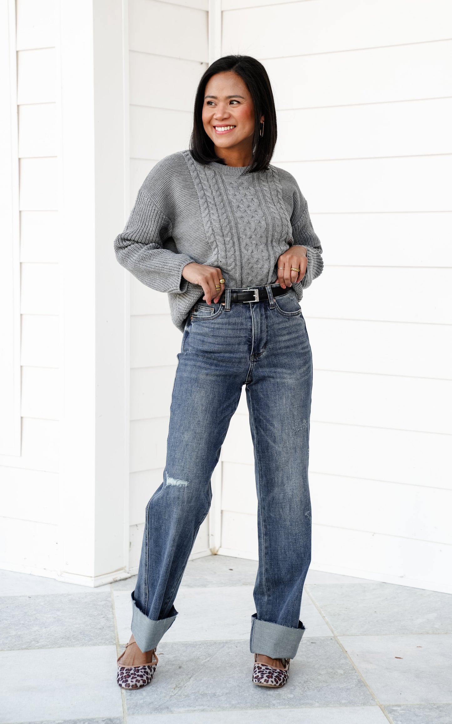 Judy Blue Straighten Up High Rise Medium Wash Tummy Control Raw Hem Straight Leg Jeans