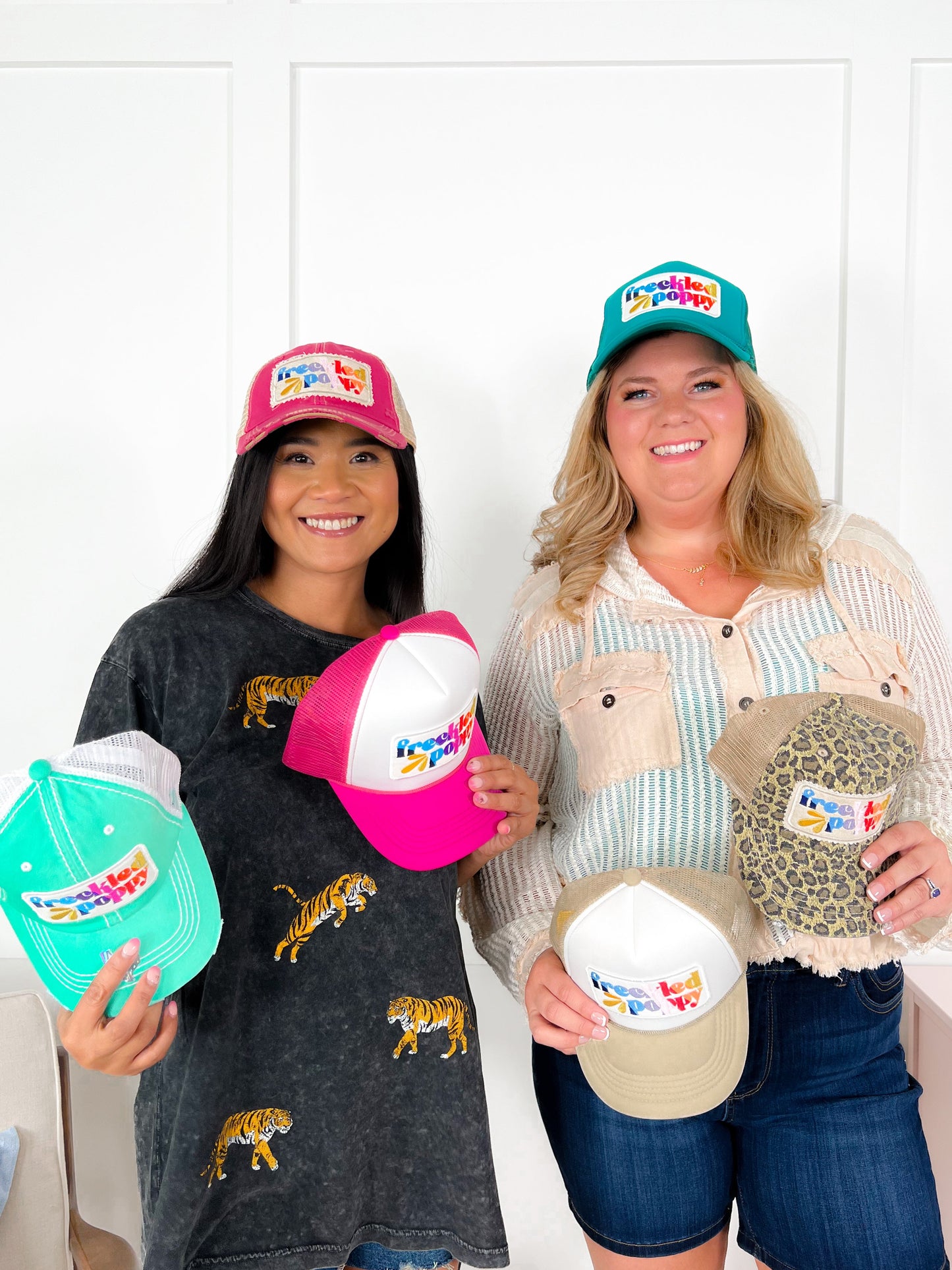 Freckled Poppy Embroidered Hats
