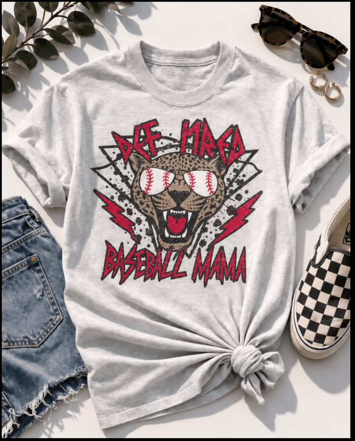 Plus/Reg Short Sleeve "Def Tired Baseball Mom" Graphic Tee - Freckled Poppy