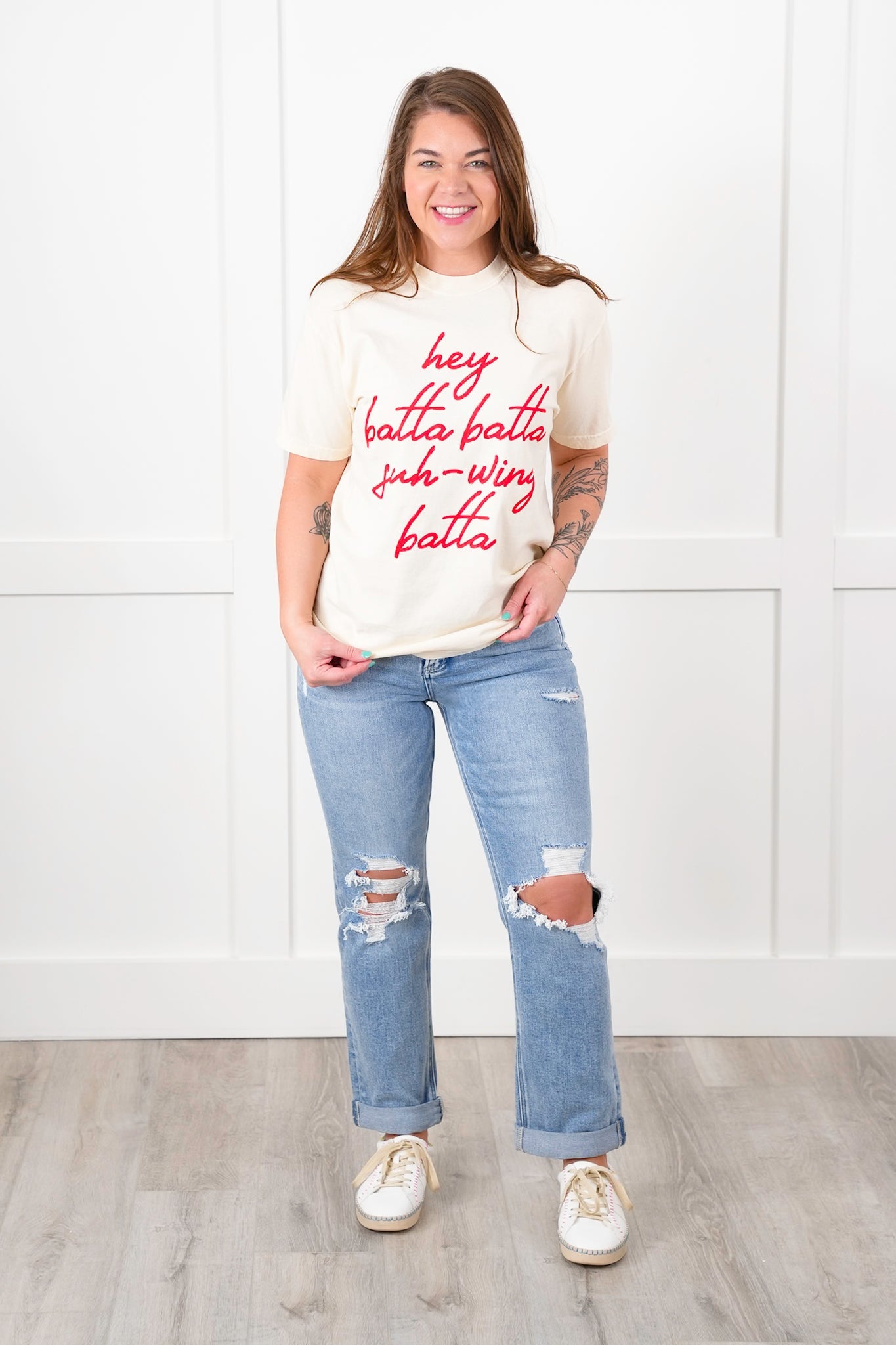 Plus/Reg Short Sleeve "Hey Batta Batta Swing Batta" Graphic Tee