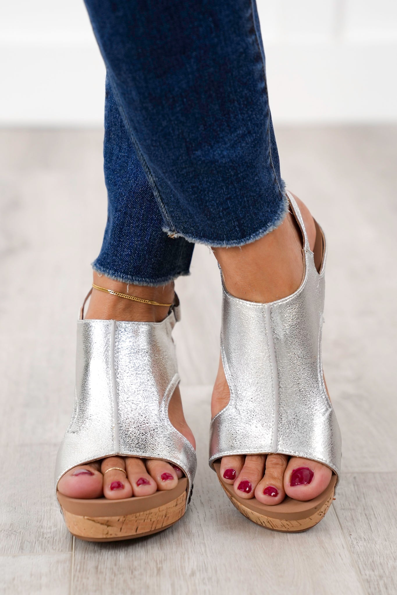 Corky's Tiffanee Textured Metallic Wedge Heel Sandal