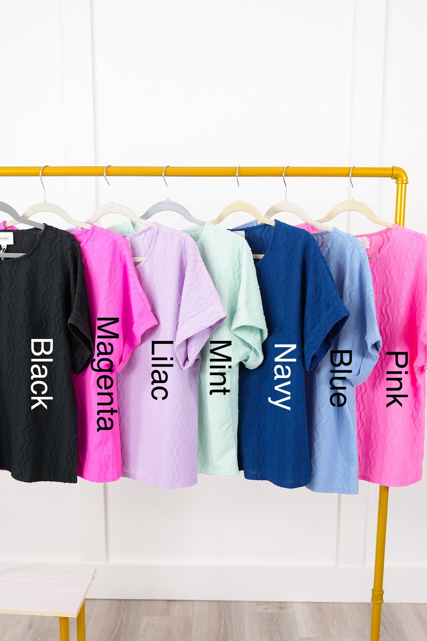 Door Buster! Plus/Reg Textured Short Dolman Sleeve Round Neck Blouse