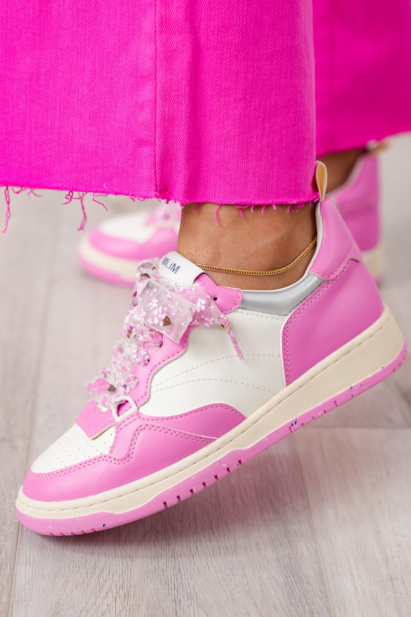 Pink Retro Low-Top Sneakers