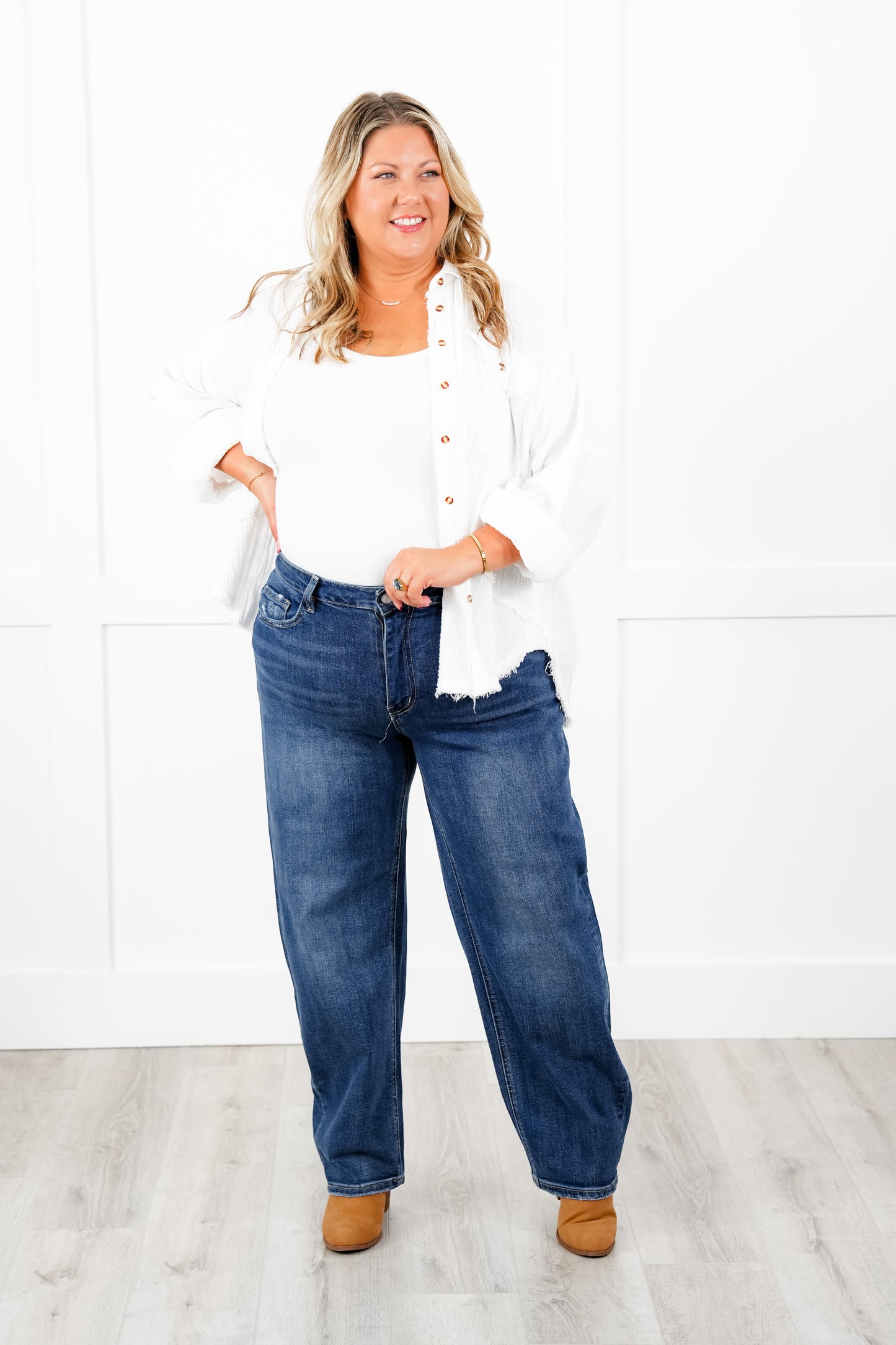 Lovervet High Rise Medium Wash Barrel Jeans