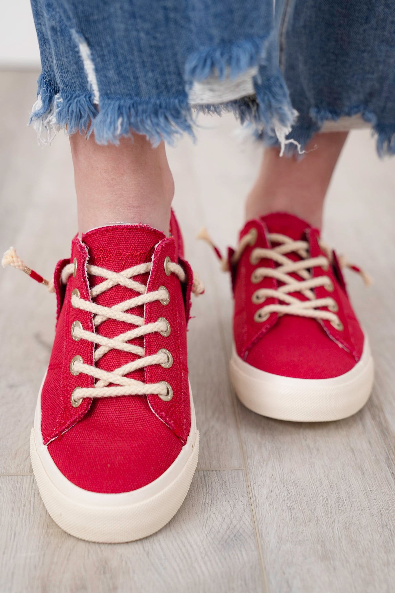 Blowfish Textured Sneaker with Patterned Inner Lining and Braided Laces