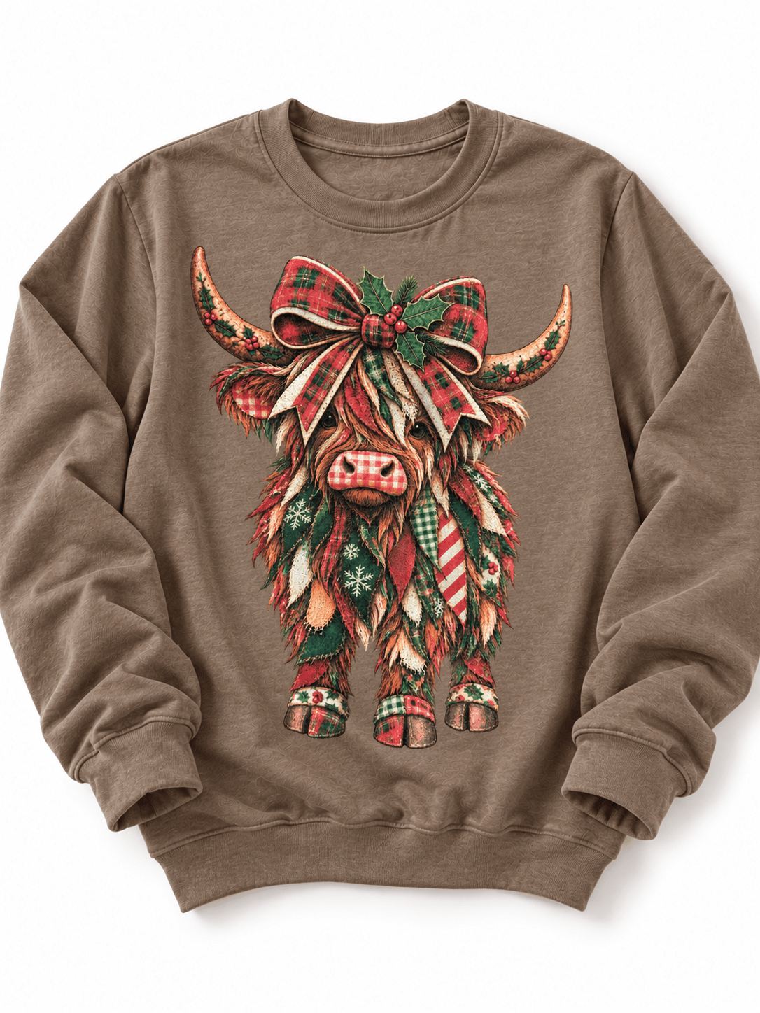 Plus/Reg Festive Highland Cow Christmas Graphic Sweatshirt - Freckled Poppy