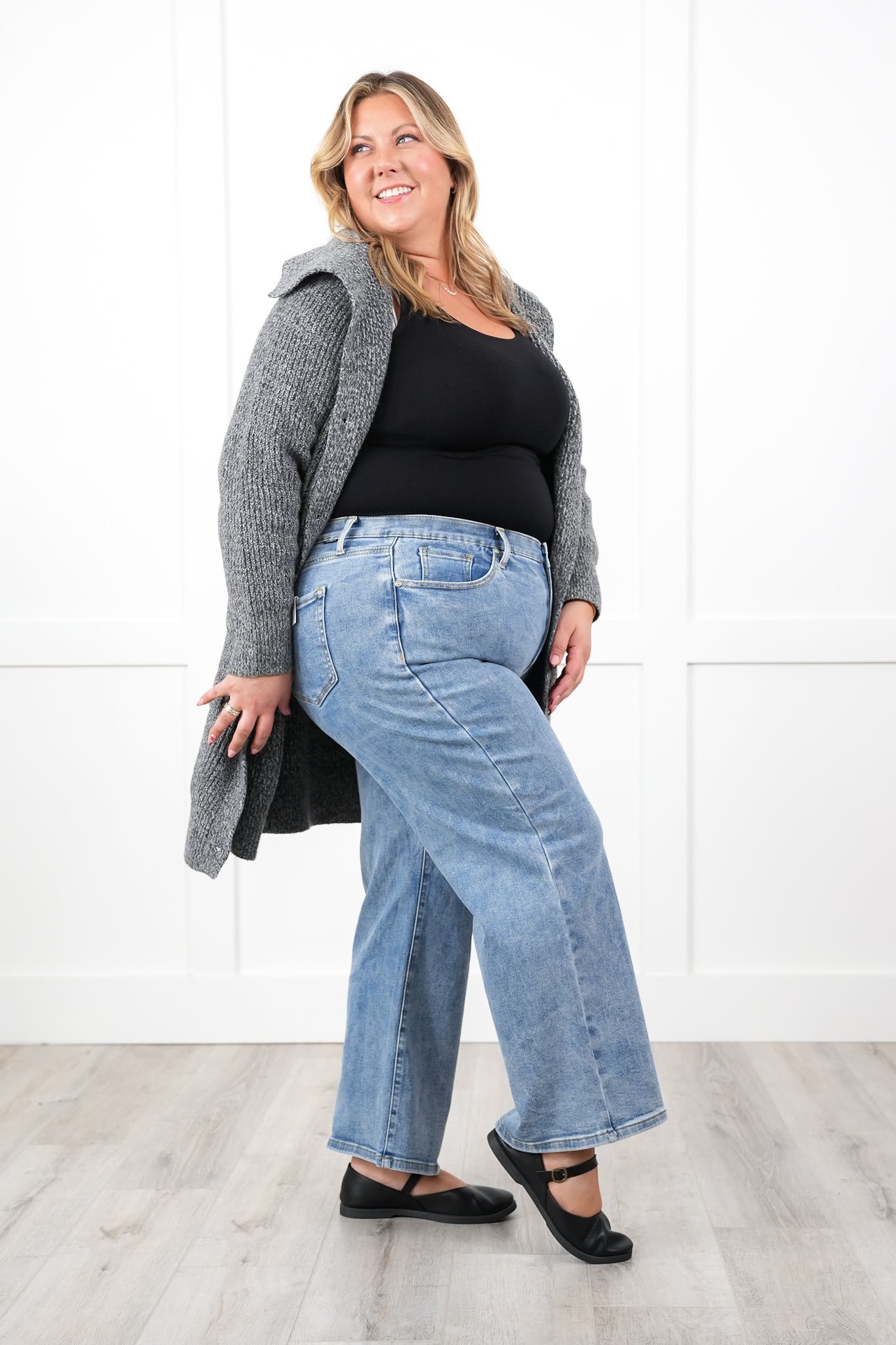 Special A High Rise Light Wash Cropped Wide Leg Jeans